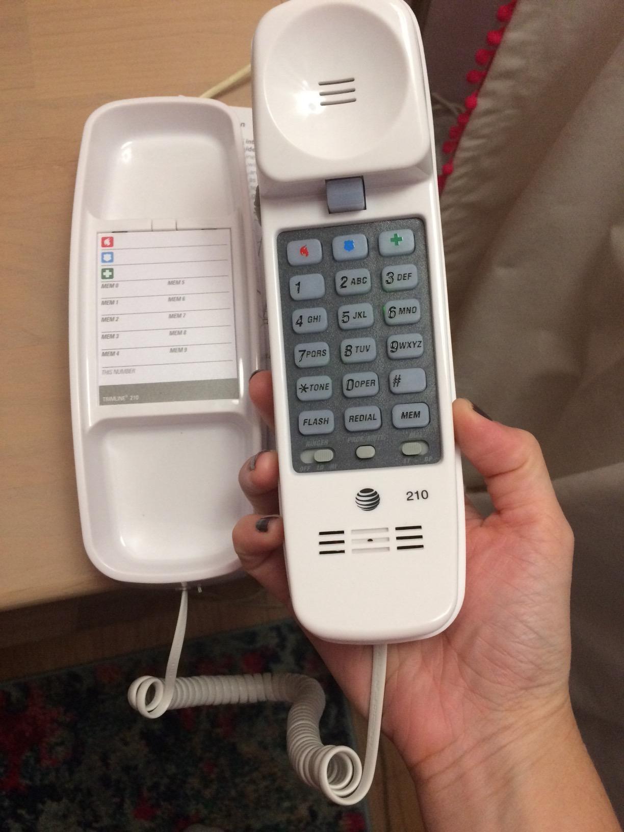 AT&T 210 Basic Trimline Corded Phone, No AC Power Required, Wall-Mountable, White customer photo 1