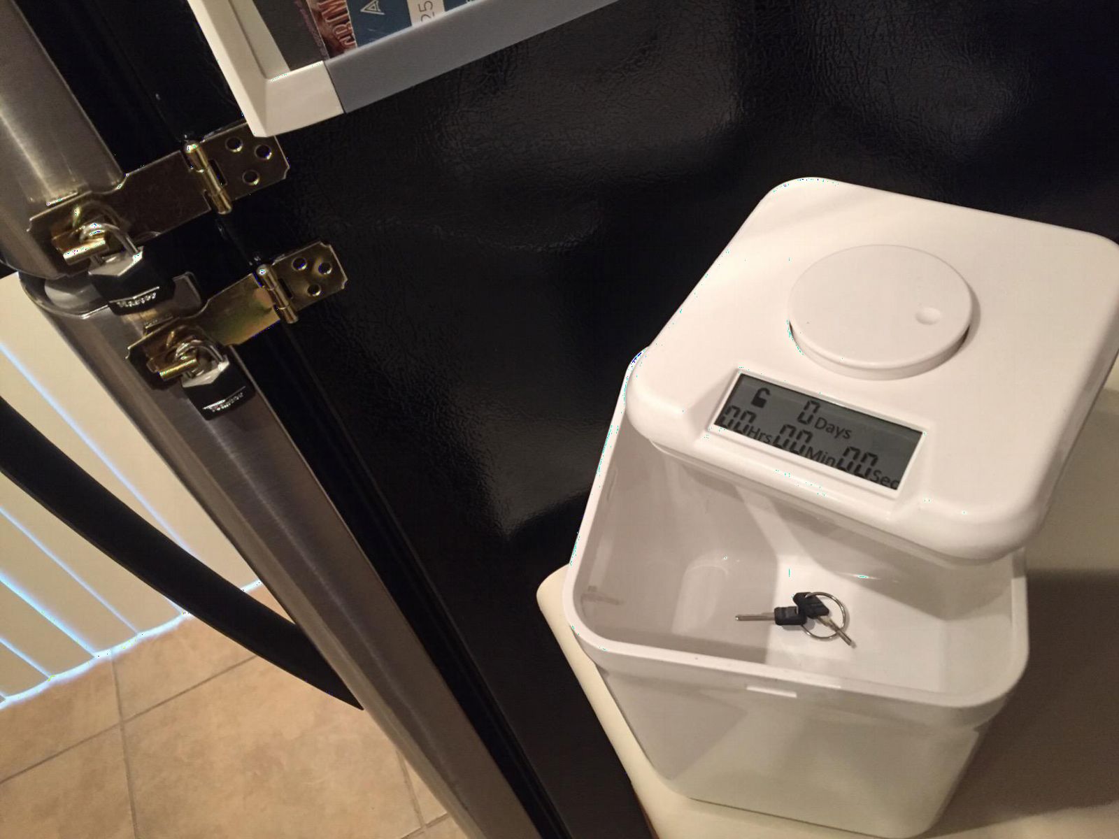 K-Safe Time Locking Container (Medium), Timed Lock Box for Cell Phones, Snacks, and other Unwanted Temptations (White Lid + White Base, with Access Port) customer photo 1