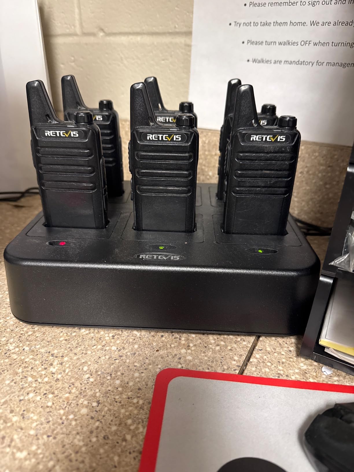 Retevis RT22 Commercial FRS Walkie Talkies Rechargeable Long Range (6 Pack) | Slim & Lightweight 2 Way Radio, For K-12 & Retail, Comfortable for All-Day Wear, Loud & Clear Audio, Charge 6 Radios At Once customer photo 1