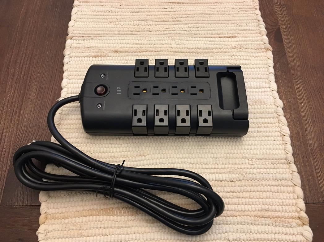 Monoprice 12 Outlet Rotating Power Strip Surge Protector Block - 10 Feet Heavy Duty Cord, UL Rated, 4320 Joules, 330 Volts Clamping Voltage, With Grounded And Protected Light Indicator - Black customer photo 1