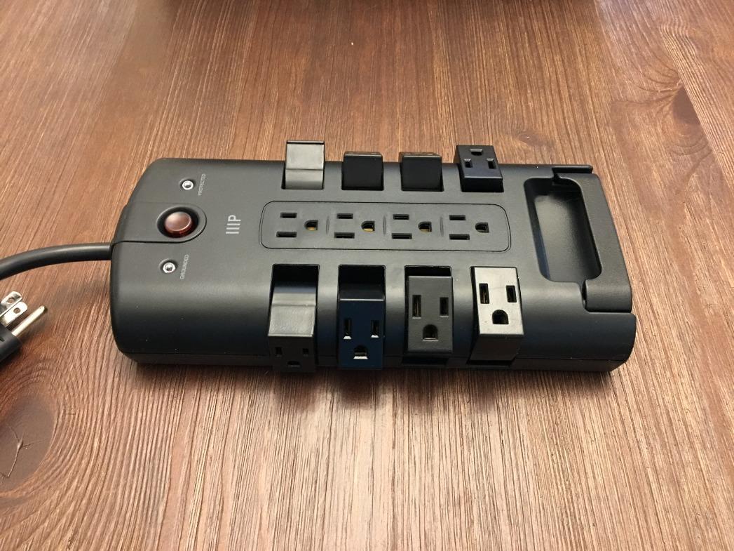 Monoprice 12 Outlet Rotating Power Strip Surge Protector Block - 10 Feet Heavy Duty Cord, UL Rated, 4320 Joules, 330 Volts Clamping Voltage, With Grounded And Protected Light Indicator - Black customer photo 2