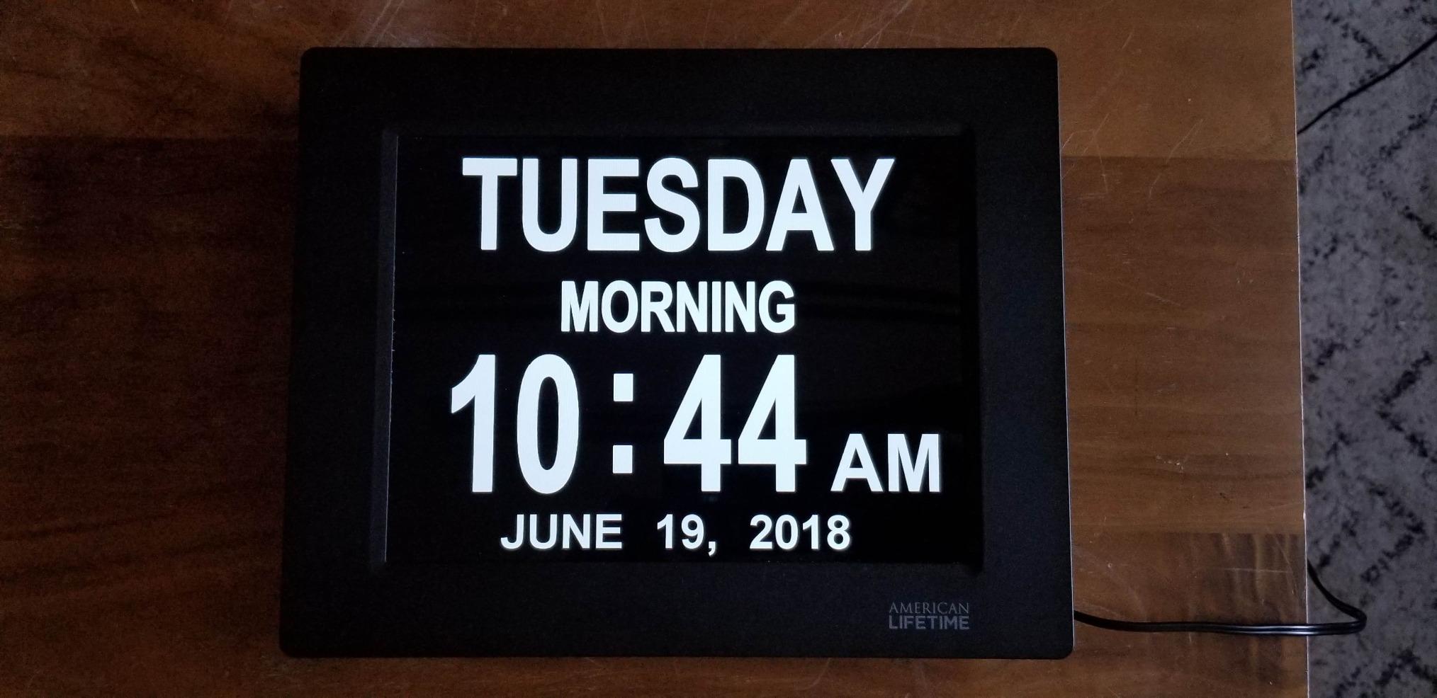 Large Digital Clock for Seniors, Black, 8 inch, with Day & Date, Customizable Alarms, Auto-Dimming, Multi-Language Support, Battery Backup, Easy Setup, and Gift Option customer photo 2