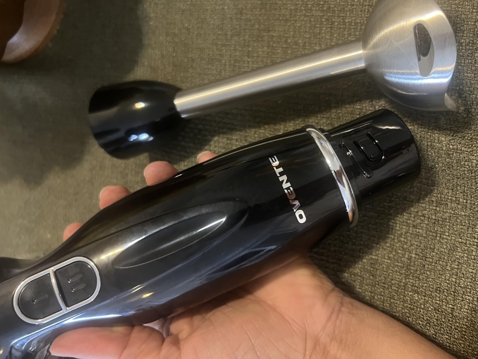 OVENTE Immersion Hand Blender, 300W Electric Handheld Stick Mixer with 2 Mixing Speeds and Stainless Steel Blades for Smoothies, Purees & Baby Food, Black HS560B customer photo 1