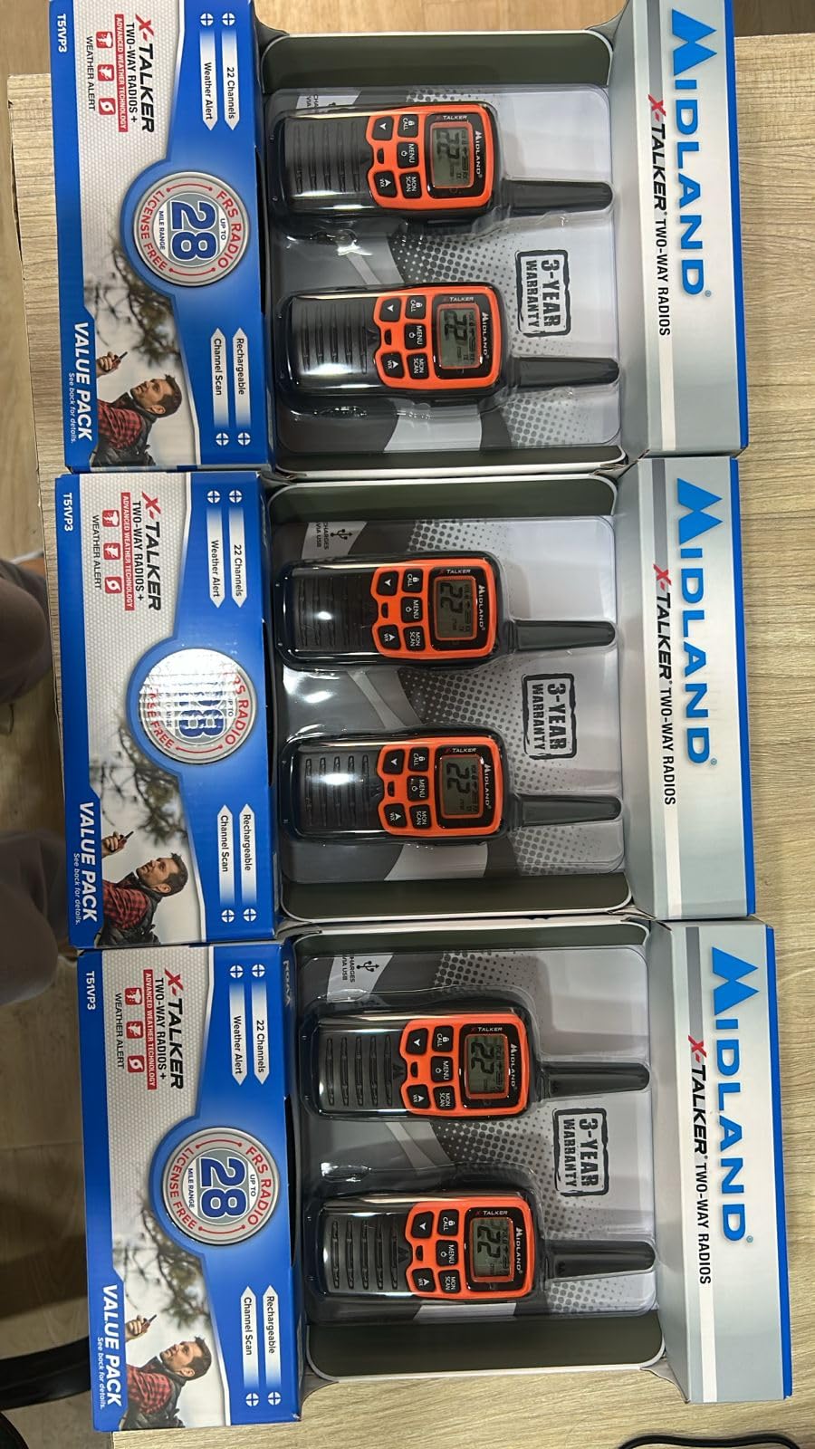 Midland -T51X3VP3 X-TALKER Walkie-Walkie - Long Range Two Way Radio for Camping Hiking Hand Held RZR FRS Compact Radio UTV communication NOAA Weather Scan - Black/Orange, 3 Radios customer photo 1