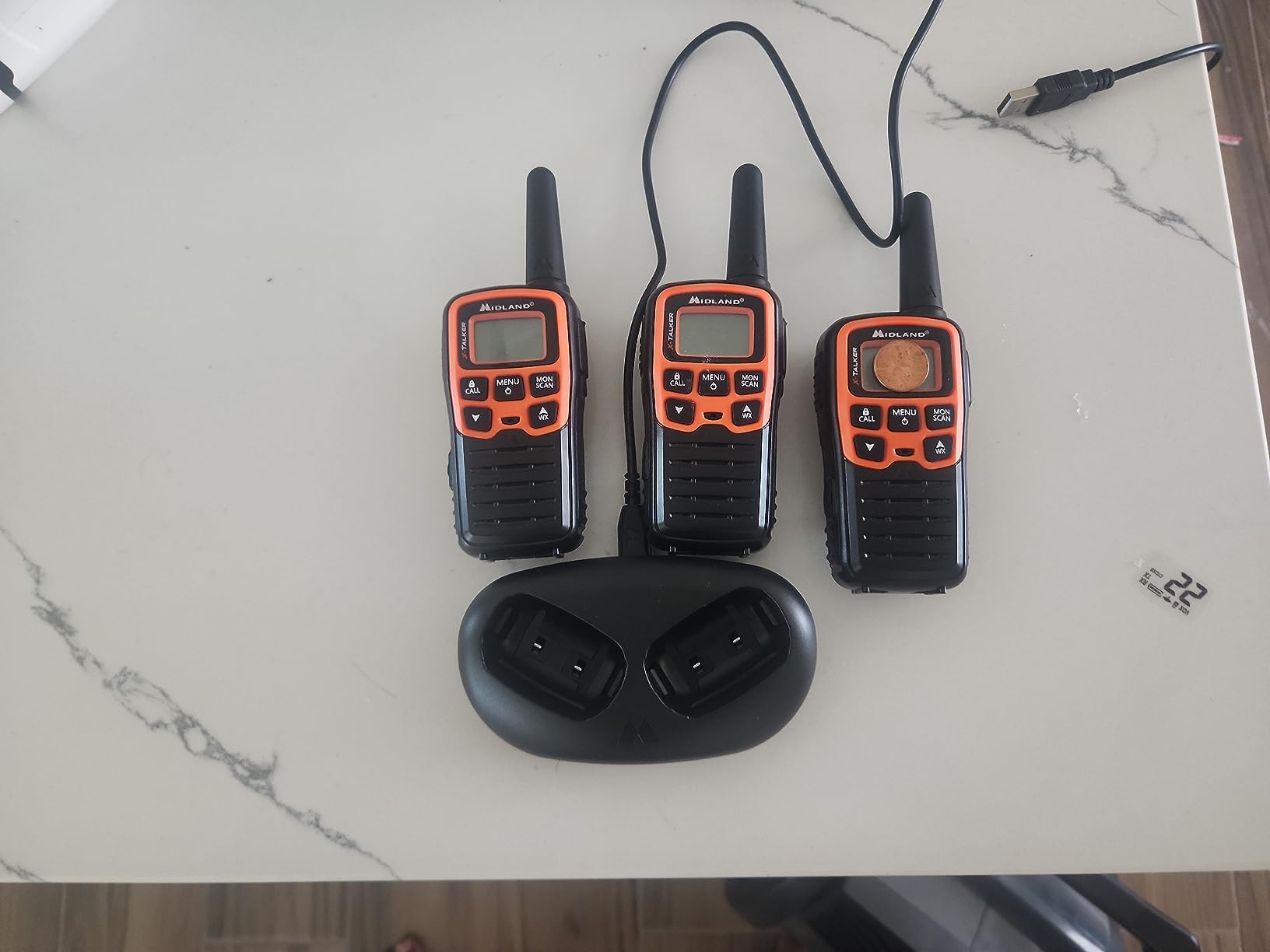 Midland -T51X3VP3 X-TALKER Walkie-Walkie - Long Range Two Way Radio for Camping Hiking Hand Held RZR FRS Compact Radio UTV communication NOAA Weather Scan - Black/Orange, 3 Radios customer photo 2