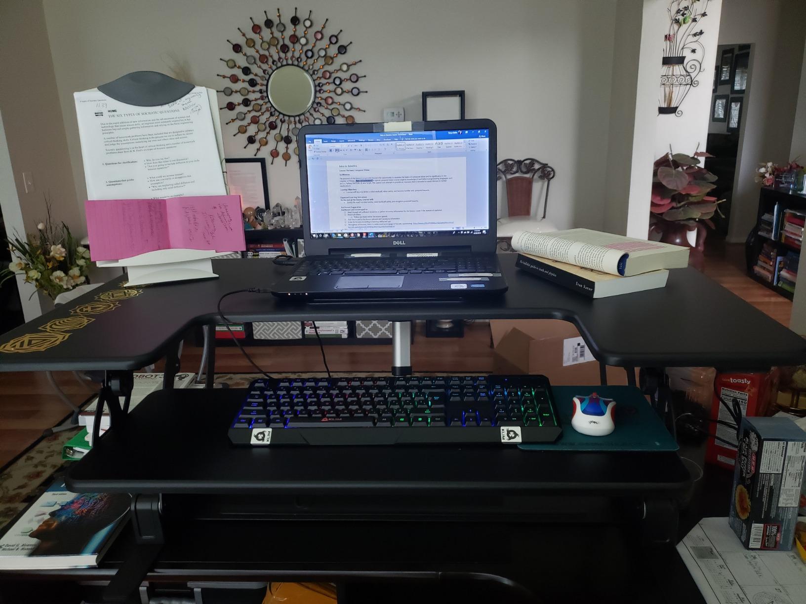 VIVO Black 36 in Electric Desk Converter, DESK-V000VE | Height Adjustable, Stand Up Desk Riser, Wide Keyboard Tray, Standing Dual Monitor and Laptop Workstation, Black Frame, V Series customer photo 2