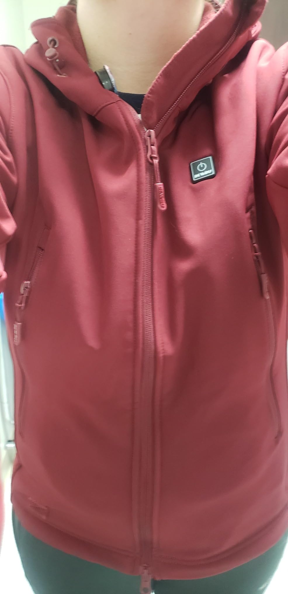 DEWBU Heated Jacket for Women with 12V Battery Pack Winter | 5 Heating Zones, 3 Heating Modes, Water Resistant, Soft Shell, Electric Heating Coat, Machine Wash, for Outdoor Work Skiing customer photo 1