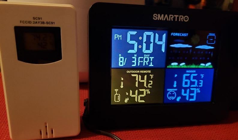 SMARTRO SC91 Projection Alarm Clock for Bedrooms with Weather Station, Wireless Indoor Outdoor Thermometer, Temperature Humidity Monitor Gauge Hygrometer customer photo 1