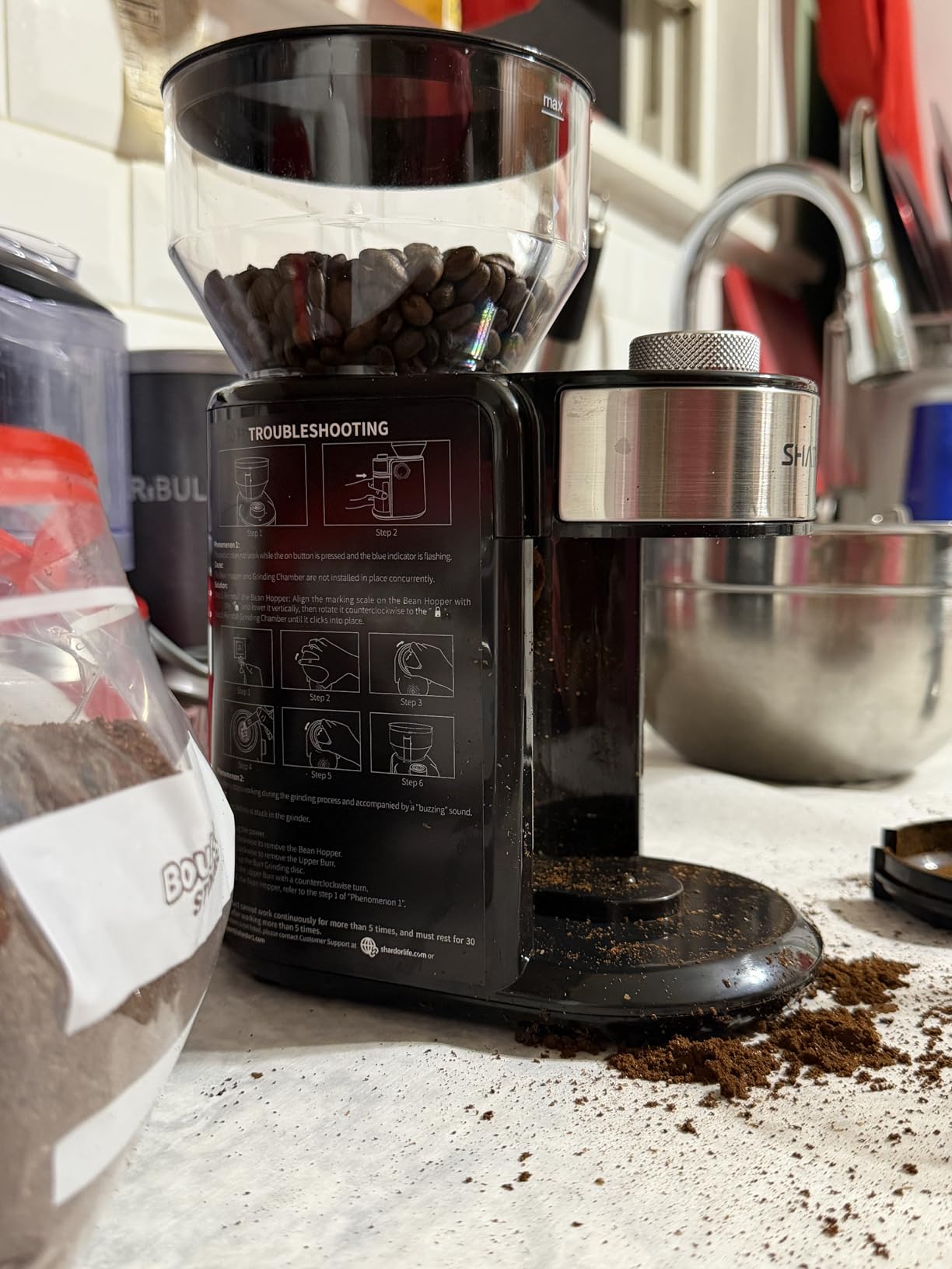 SHARDOR Electric Burr Coffee Grinder 2.0, Automatic Coffee Bean Grinder for Home Use, Adjustable Burr Mill with 16 Precise Settings for Espresso & French Press, Glossy Black customer photo 2