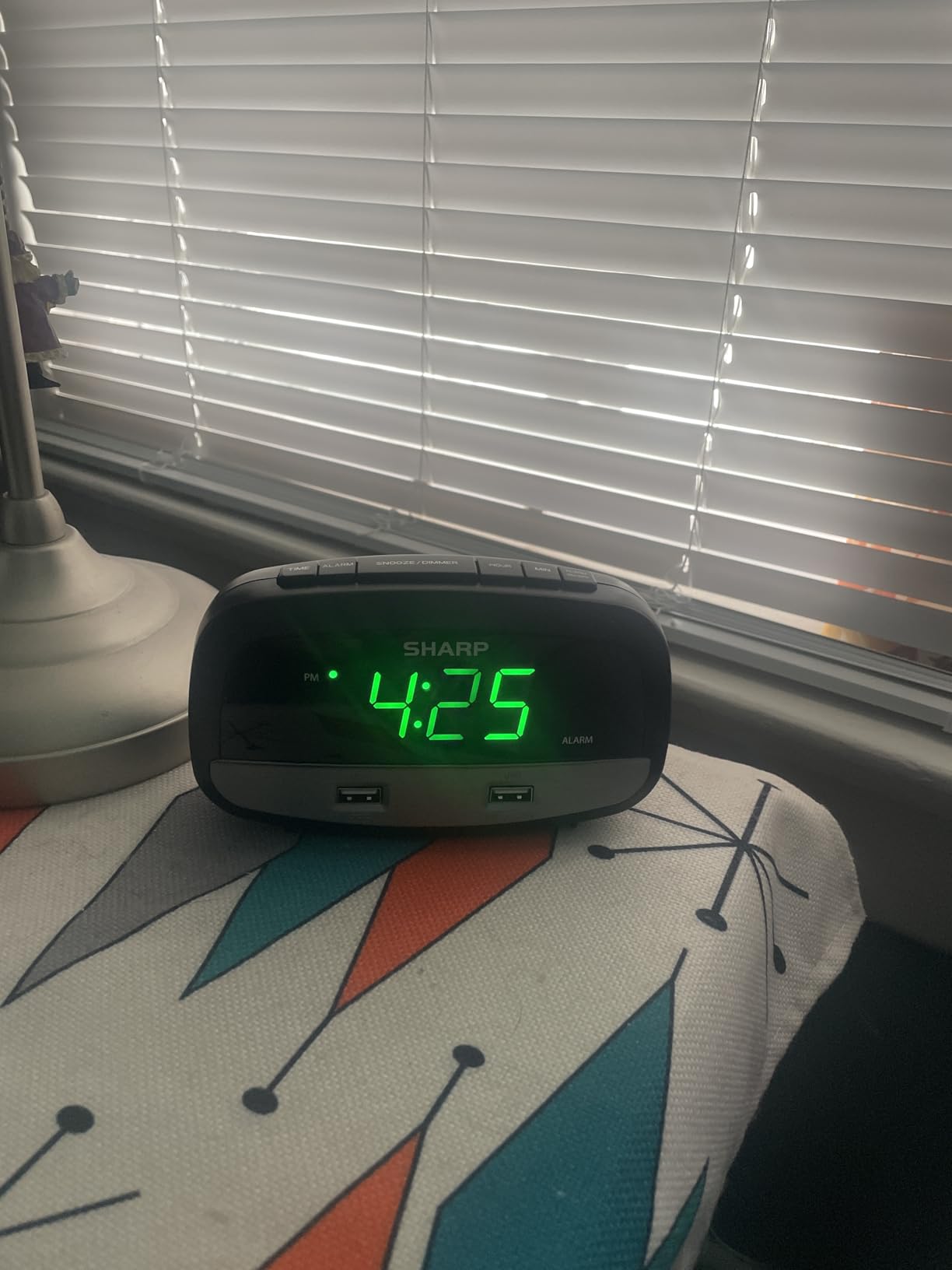 Sharp Digital Alarm Clock with Dual USB Fast Charge Ports, Green LED Display, 3-step Dimmer customer photo 2