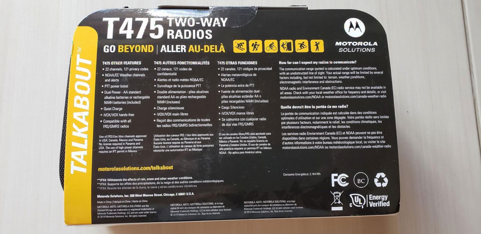 Motorola Solutions Talkabout T475 Extreme Two-Way Radio Black W/Yellow Rechargeable Two Pack customer photo 2