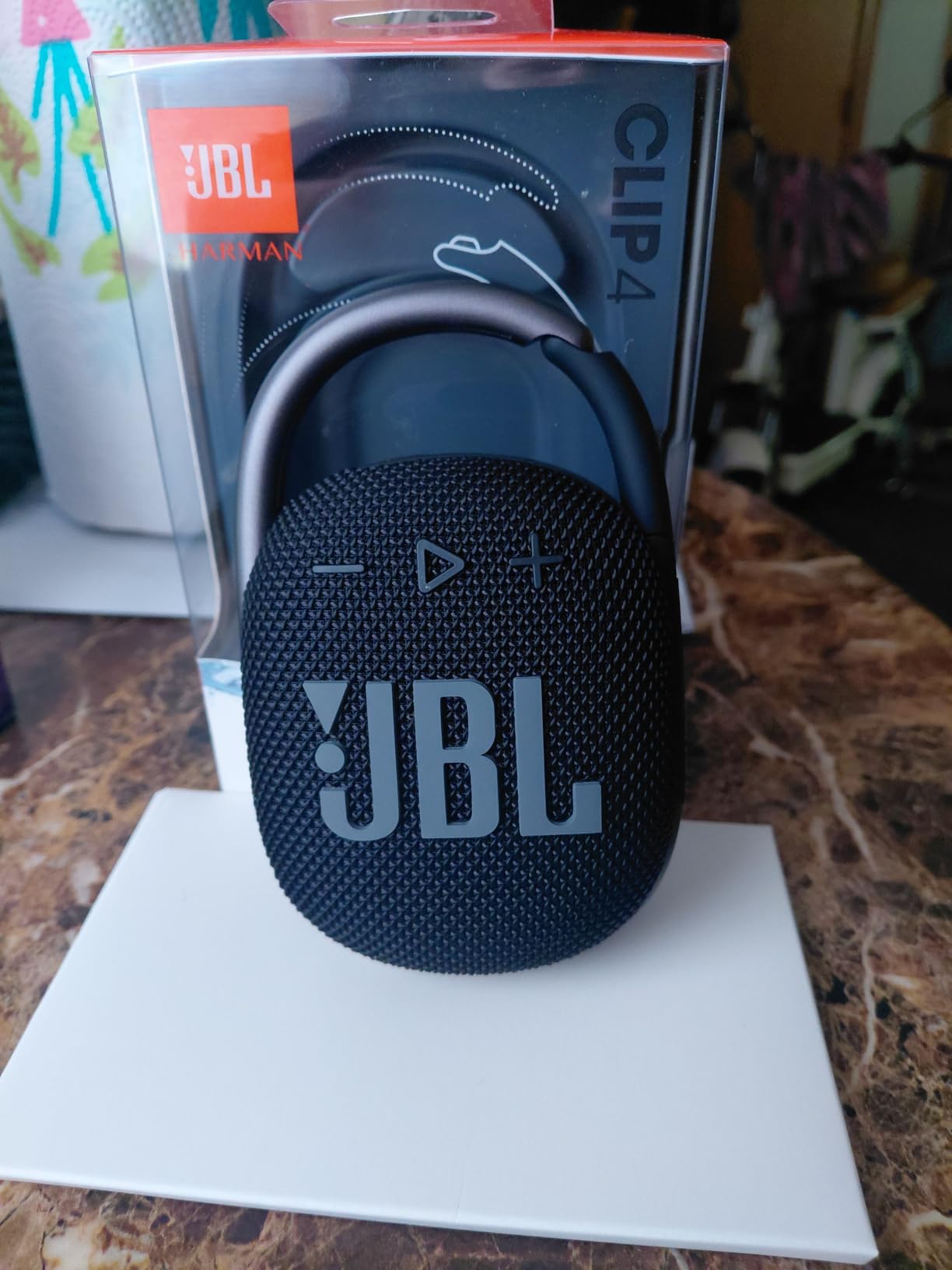 JBL Clip 4 - Portable Mini Bluetooth Speaker, big audio and punchy bass, integrated carabiner, IP67 waterproof and dustproof, 10 hours of playtime, speaker for home, outdoor and travel (Blue) customer photo 1