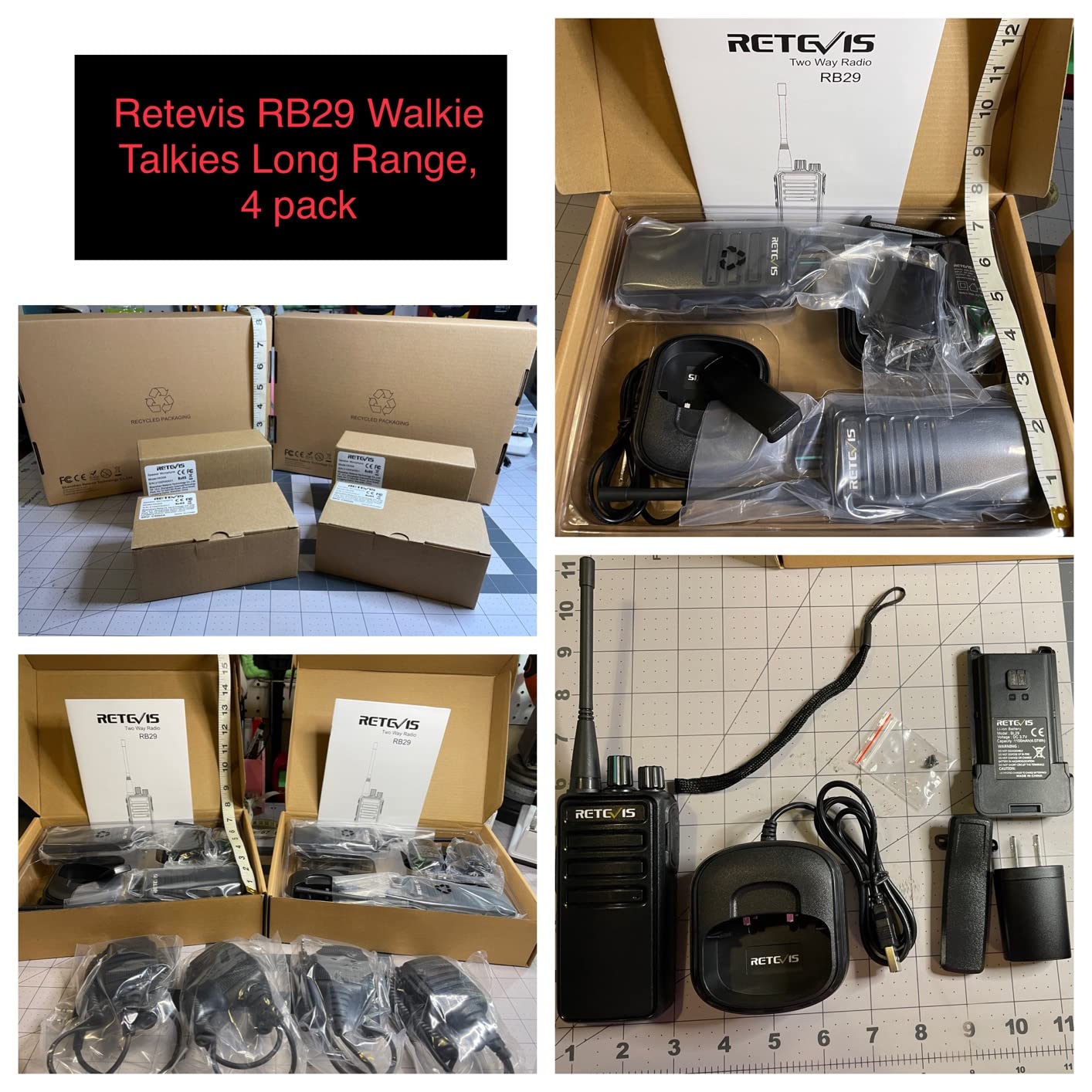 Retevis RB29 2 Way Radio Long Range, FRS Two Way Radios with Shoulder Mic | Rugged Walkie Talkies for Worksite Construction Site Industrial, Waterproof Speaker Mic, Durable Body, Strong Signal, 4 Pack customer photo 1