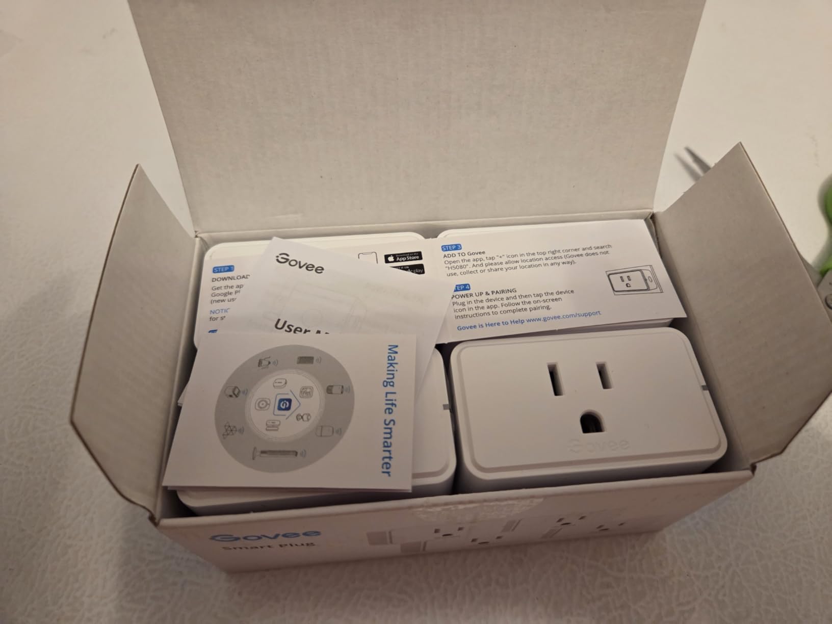 Govee Smart Plug 15A, WiFi Bluetooth Outlets 4 Pack Work with Alexa and Google Assistant, WiFi Plugs with Multiple Timers, Govee Home APP Group Control Remotely, No Hub Required, ETL&FCC Certified customer photo 2