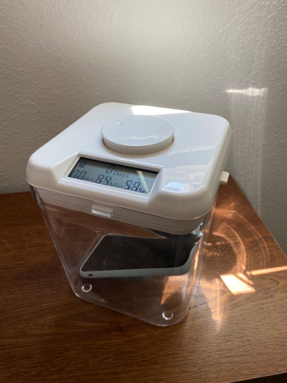 Kitchen Safe Time Lock Safe - Phone Safe Box with Timer, Timed Lock Box for Snacks & Valuables - KSafe Time Locking Container for Improved Self-Control (Mini, White Lid + 3.0