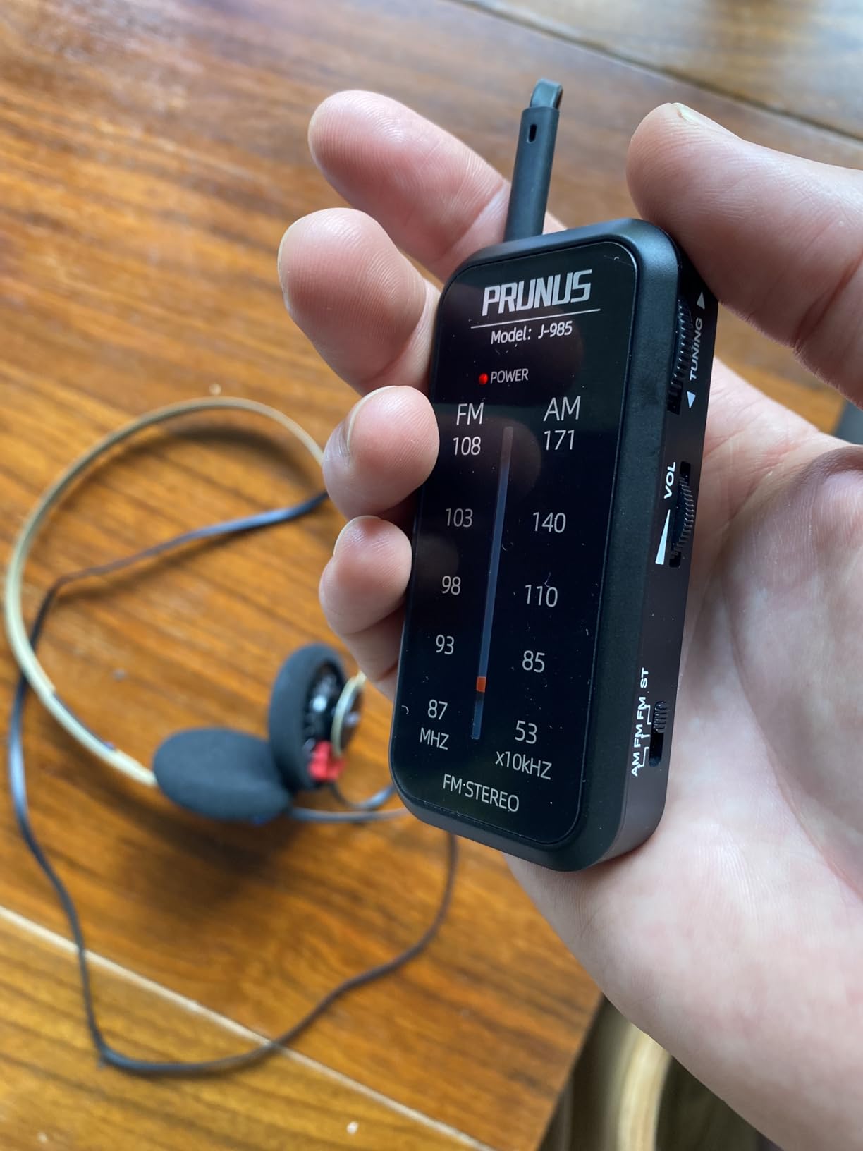 PRUNUS J-985 Pocket Radio Mini AM FM Stereo Radio Portable Battery Radio | Includes Headphones, with Back Clip and Signal Indicator, Operated by AAA Batteries for Emergency,Walking,Running customer photo 1