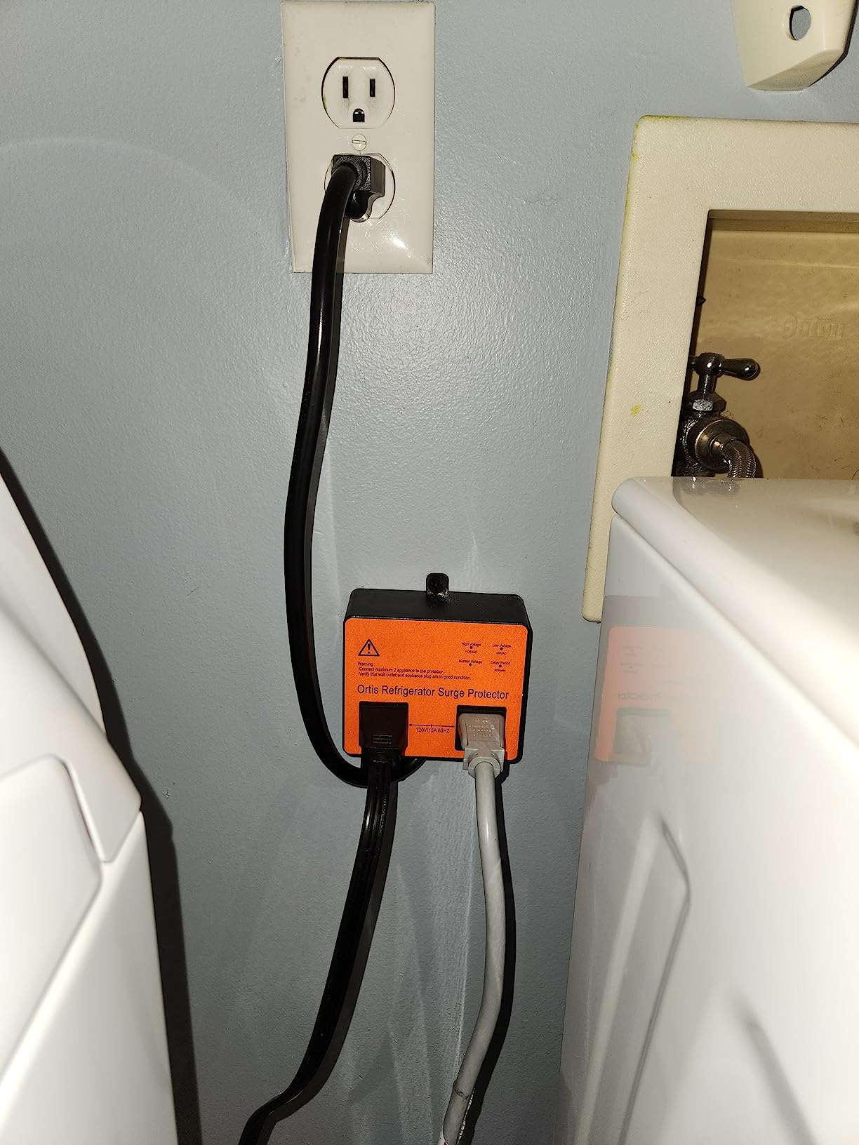 Refrigerator Surge Protector, Ortis Double Outlet Voltage Protector for Home Appliances with Time Delay, Protects Against Brownout, Spike, Instant Surge All Voltage Abnormalities, black customer photo 1