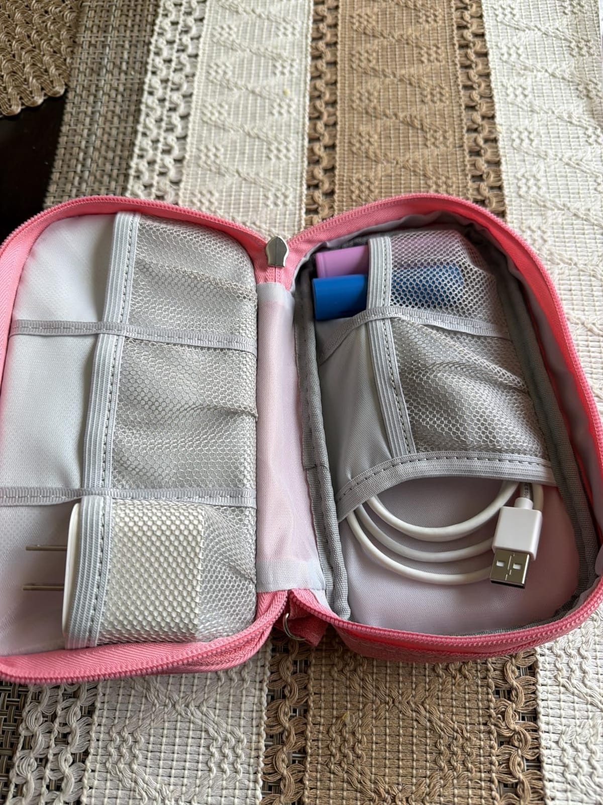 FYY Electronic Organizer, Travel Cable Organizer Bag Pouch Electronic Accessories Carry Case Portable Waterproof Double Layers Storage Bag for Cable, Cord, Charger, Phone, Earphone, Medium, Black customer photo 2