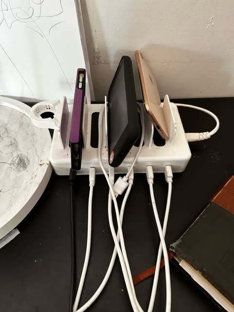 Charging Station for Multiple Devices, 50W 6 Ports Charging Dock with Stand | 6 Cables, Compatible with Cellphone, Tablet, Kindle, Apple Watch and Other Electronic, 1 USB-A to USB-C Adapter Converter customer photo 2