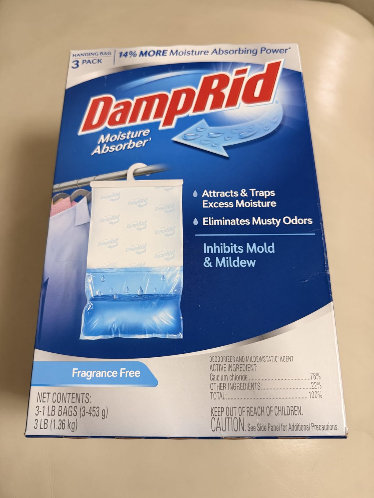 DampRid Fragrance Free Hanging Moisture Absorber, 16 oz., 3 Pack - Eliminates Musty Odors for Fresher Air, Ideal Moisture Absorbers for Closet, 14% More Moisture Absorbing Power* customer photo 2
