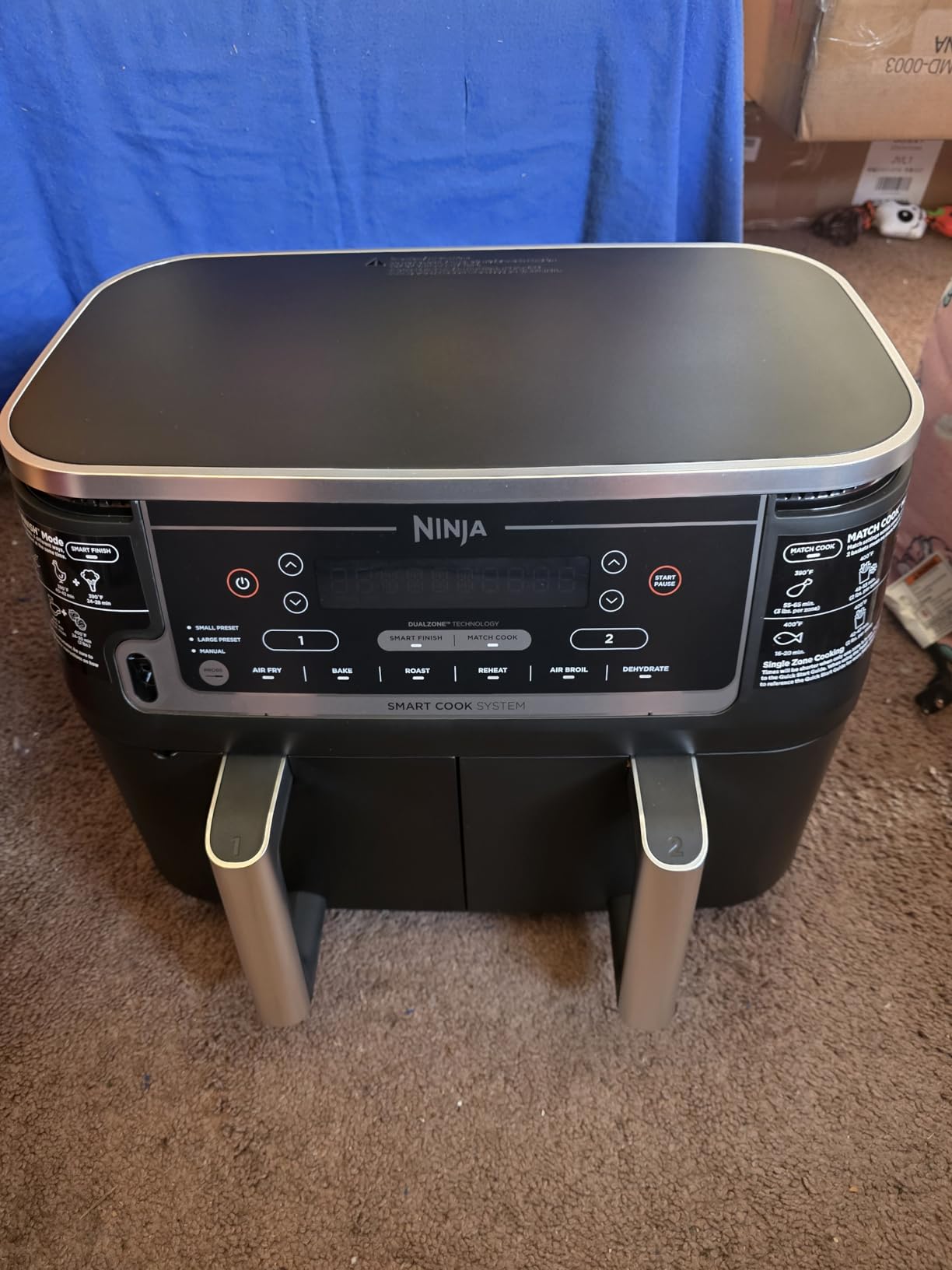Ninja DZ550 Foodi 10 Quart 6-in-1 DualZone Smart XL Air Fryer with 2 Independent Baskets, Cook Thermometer for Perfect Doneness, Match and Finish to Roast, Dehydrate and More, Black customer photo 1