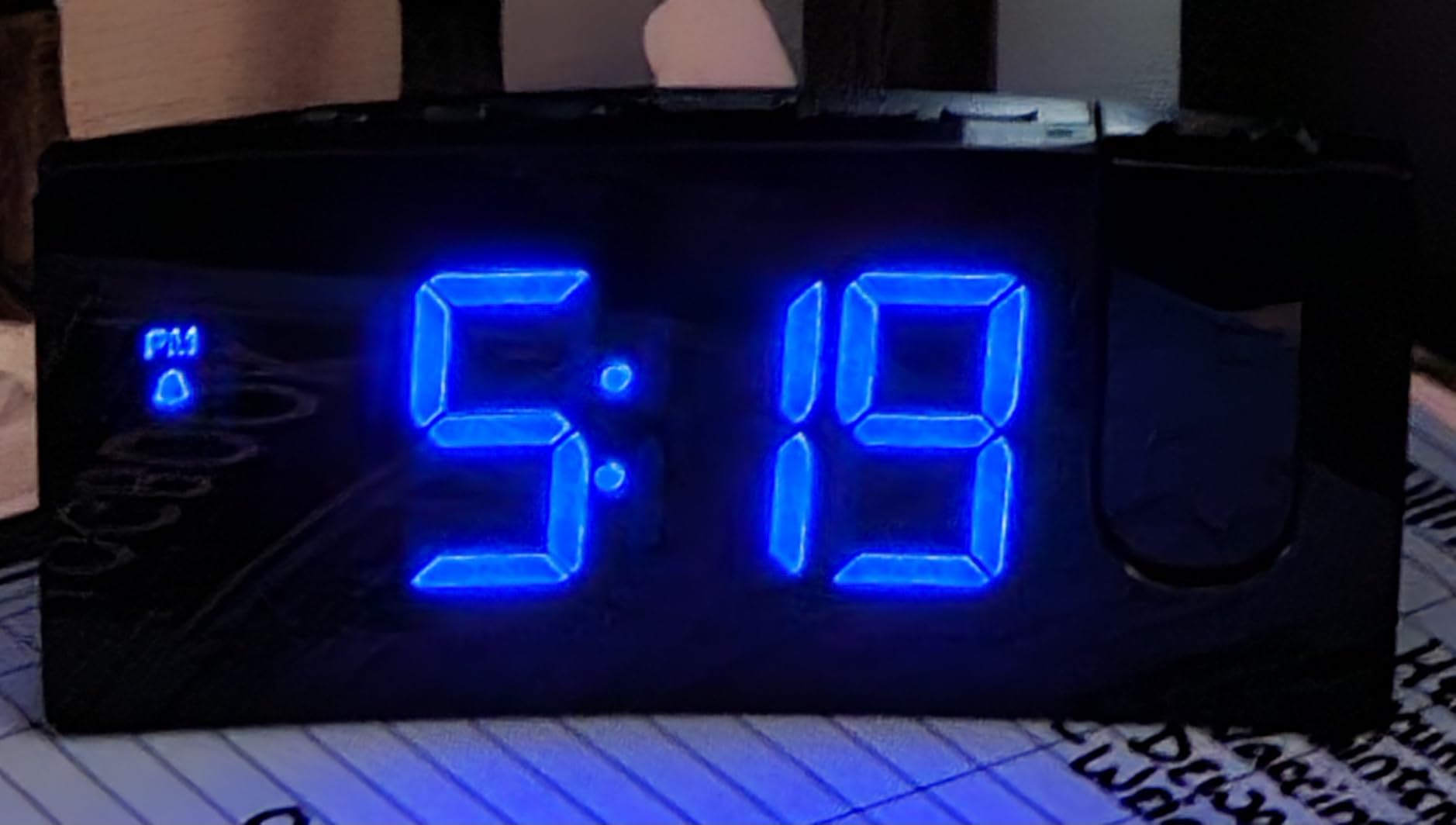 Projection Alarm Clock, Digital Clock with Modern Curved Design | 180° Rotatable Projector, 3-Level Brightness, Blue LED Display, Progressive Volume, 9mins Snooze, 12/24H, for Bedroom customer photo 1