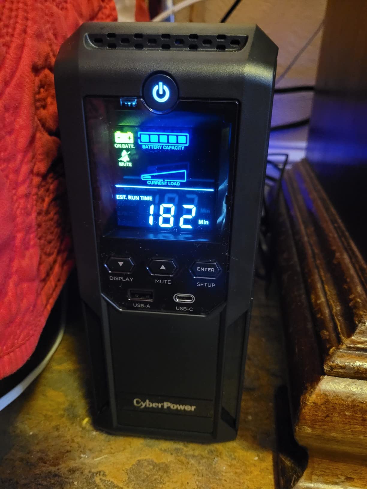 CyberPower CP1500AVRLCD3 Intelligent LCD UPS Battery Backup, 1500VA/900W, 12 Outlets, 2 USB Ports, AVR, Mini Tower, UL Certified | 12 Nema Outlets, Avr, Multifunction LCD, USB-a 2.4a and USB-C 15W, 1500j Surge customer photo 1
