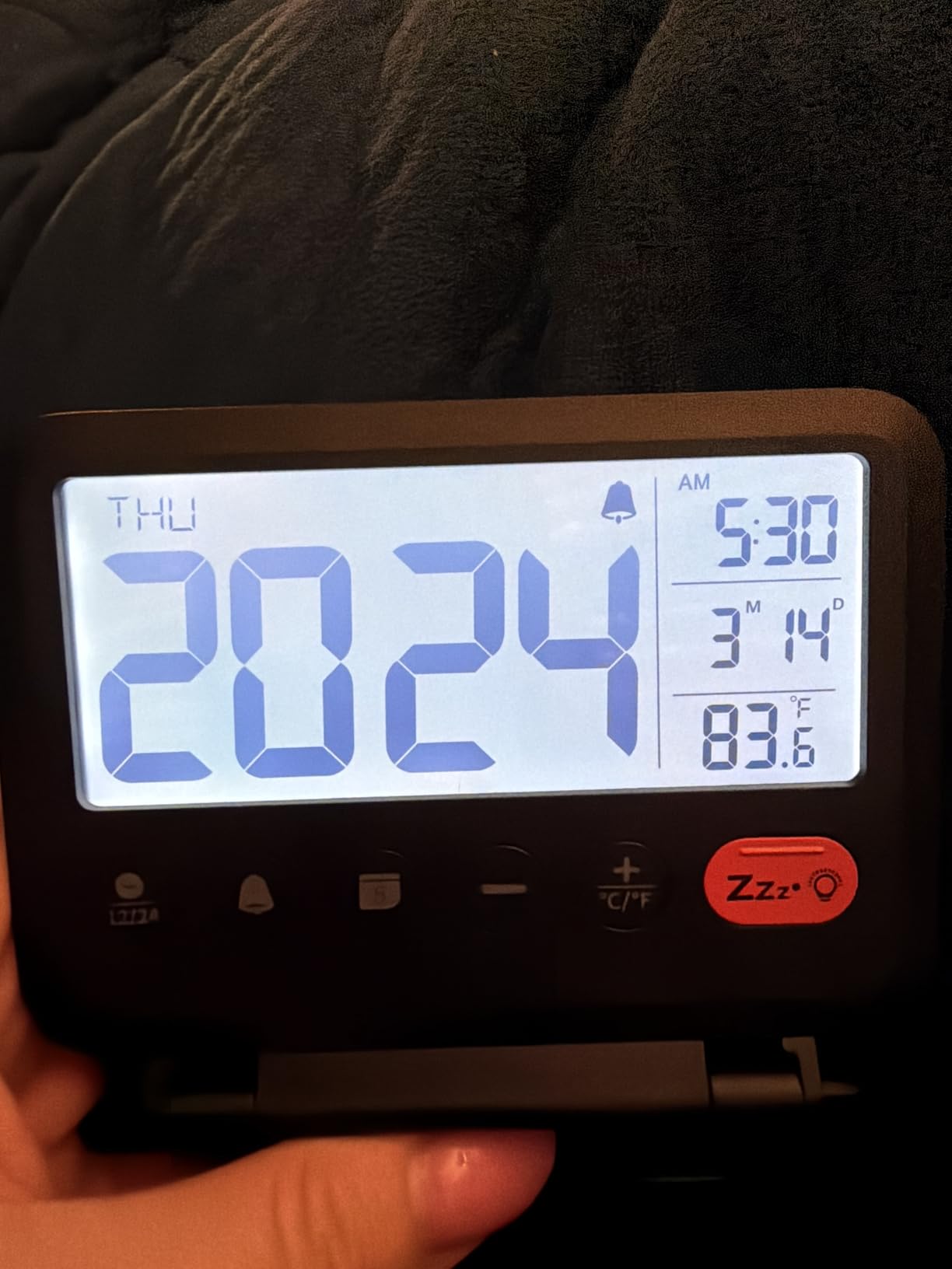 Digital Travel Alarm Clock, Black, 3.54 inch LCD Display, 9-Minute Snooze, 2 Volume Levels, Backlight, Battery Included customer photo 1