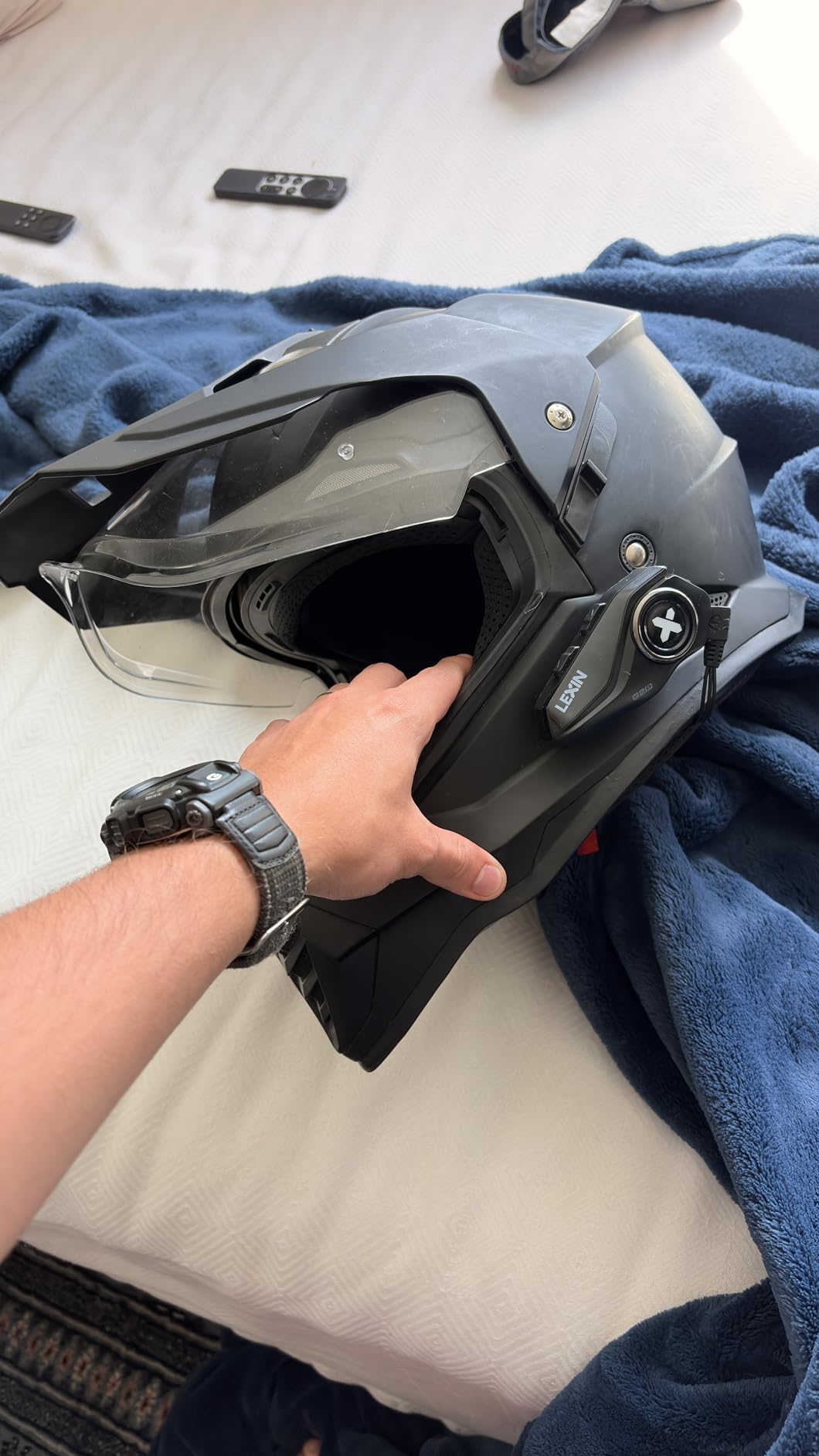 LEXIN G2P Motorcycle Helmet Bluetooth Headset, Group Intercom Communication System, FM Radio/ 6 Shells/Universal Pairing/Private Talk/Noise Cancellation, Fit for Snowmobile/ATV, 1 Pack customer photo 2