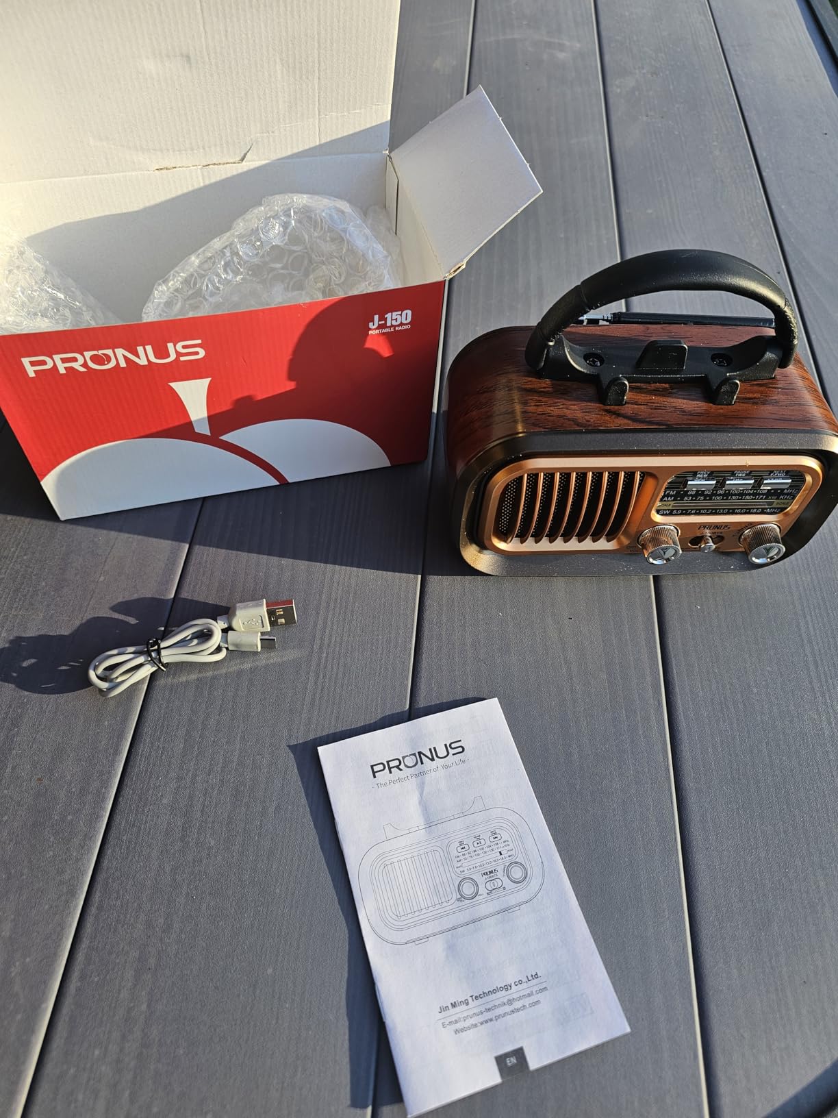 PRUNUS J-150 Portable Radio AM FM SW Bluetooth Speaker, TF Card/USB Playback | Retro Radios Vintage Transistor with Best Sound, Solar/D Battery Operated/USB Charging, TWS customer photo 2