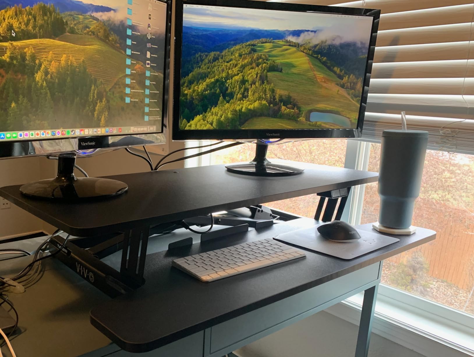 VIVO Black 36 inch Electric Desk Converter, DESK-VE36B | Height Adjustable, Stand Up Desk Riser, Wide Keyboard Tray, Dual Monitor and Laptop Workstation customer photo 1