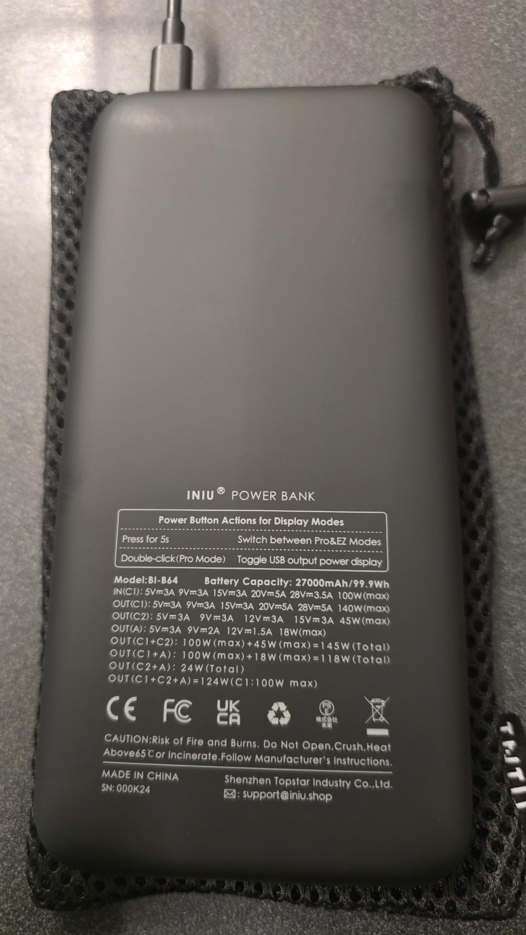 INIU Laptop Power Bank, Compact 27000mAh 140W Fast Charging Battery Pack | Smart LED Display, 3-Output Fast Charging, Flight-Safe, Portable Charger for MacBook Pro, Dell, Steam Deck, iPhone, iPad etc customer photo 2