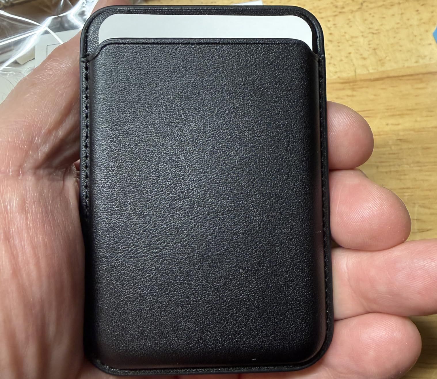 Magnetic Wallet Cell Phone Card Holder for Phone Case with Mag-Safe | Stronger Magnetic RFID Leather Phone Wallet Stick on Series of iPhone 17/16/15/14/13/12 and Pro/Promax, Light pink customer photo 1