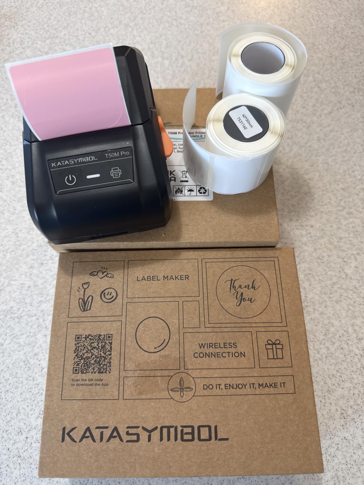 SUPVAN T50M Pro Bluetooth Label Maker Machine with 3 Tapes, Wide Waterproof Label, Versatile App with 30+ Fonts and 660+ Icons, Inkless Labeler for Home, Kitchen, School, Office Organization, Set 1 customer photo 2