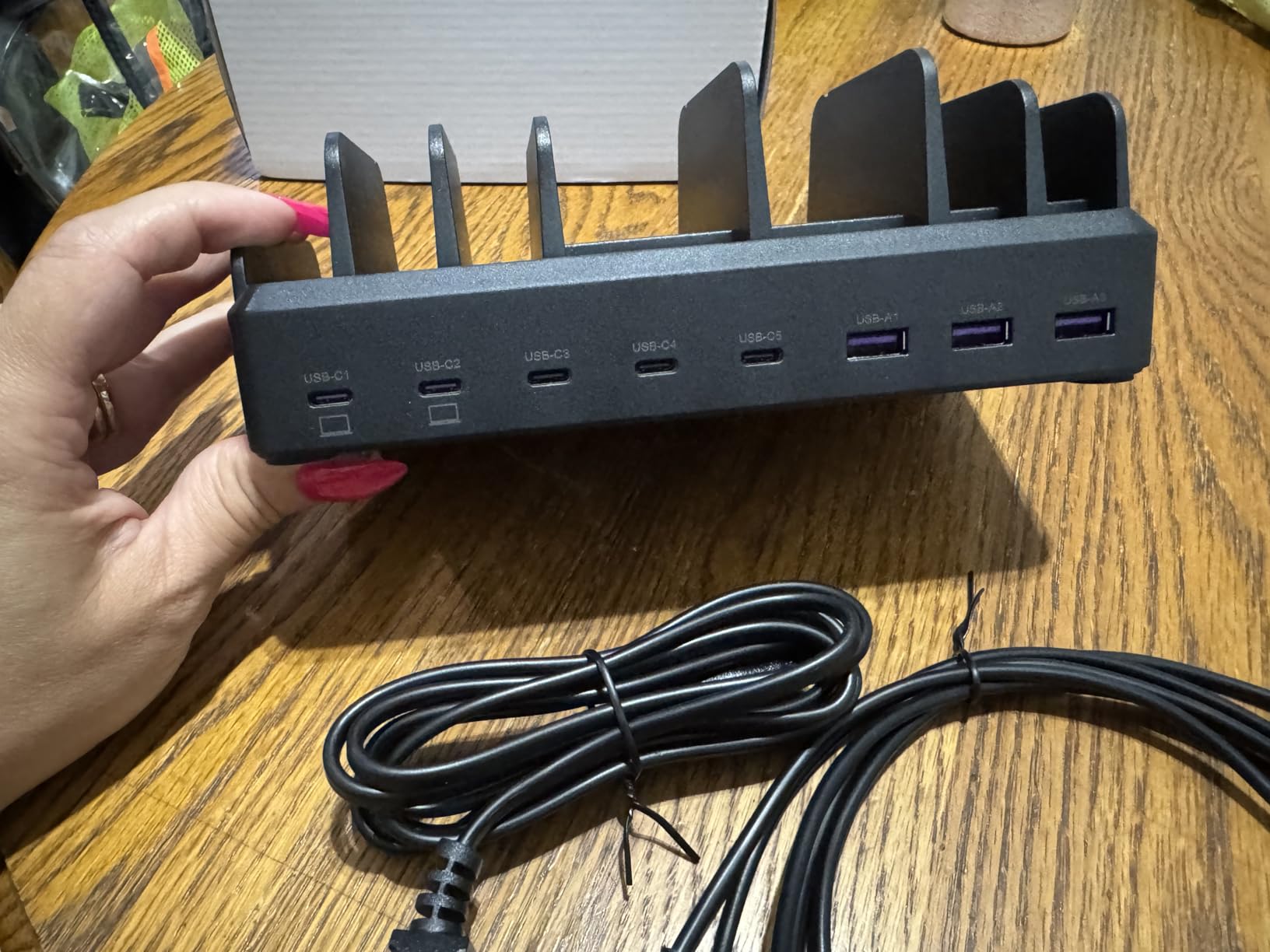 300W Charging Station for Multiple Devices, 8 Port Multi USB C Fast Charger Station Dock for MacBook iPhone 17/16/15/14/13/12 Samsung Pixel Series iPad, Black (6 Mixed Short Cables Included) customer photo 2