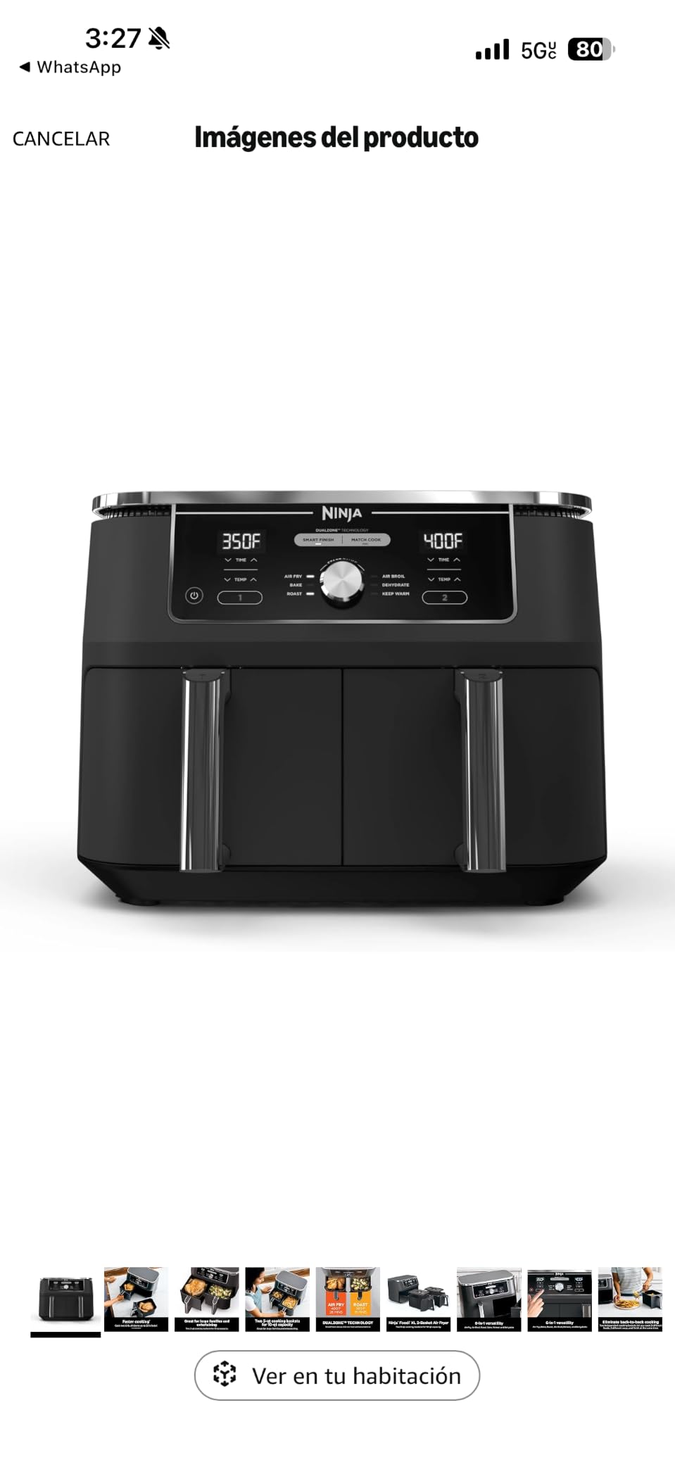 Ninja Foodi Air Fryer, 10 Qt DualZone, 6-in-1, Black, DZ302 | Air fry, broil, roast, keep warm, dehydrate, bake, 2x5 Qt baskets, Fits 8 lbs wings customer photo 2