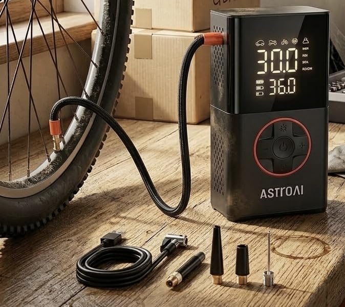 AstroAI L7 Tire Inflator Portable Air Compressor,150 PSI Cordless Bike Pump | For Car Tires, Bikes, Motorcycles and Balls; Auto Shut-off, Digital Display Pressure Gauge, Fast Inflation, LED Light customer photo 2