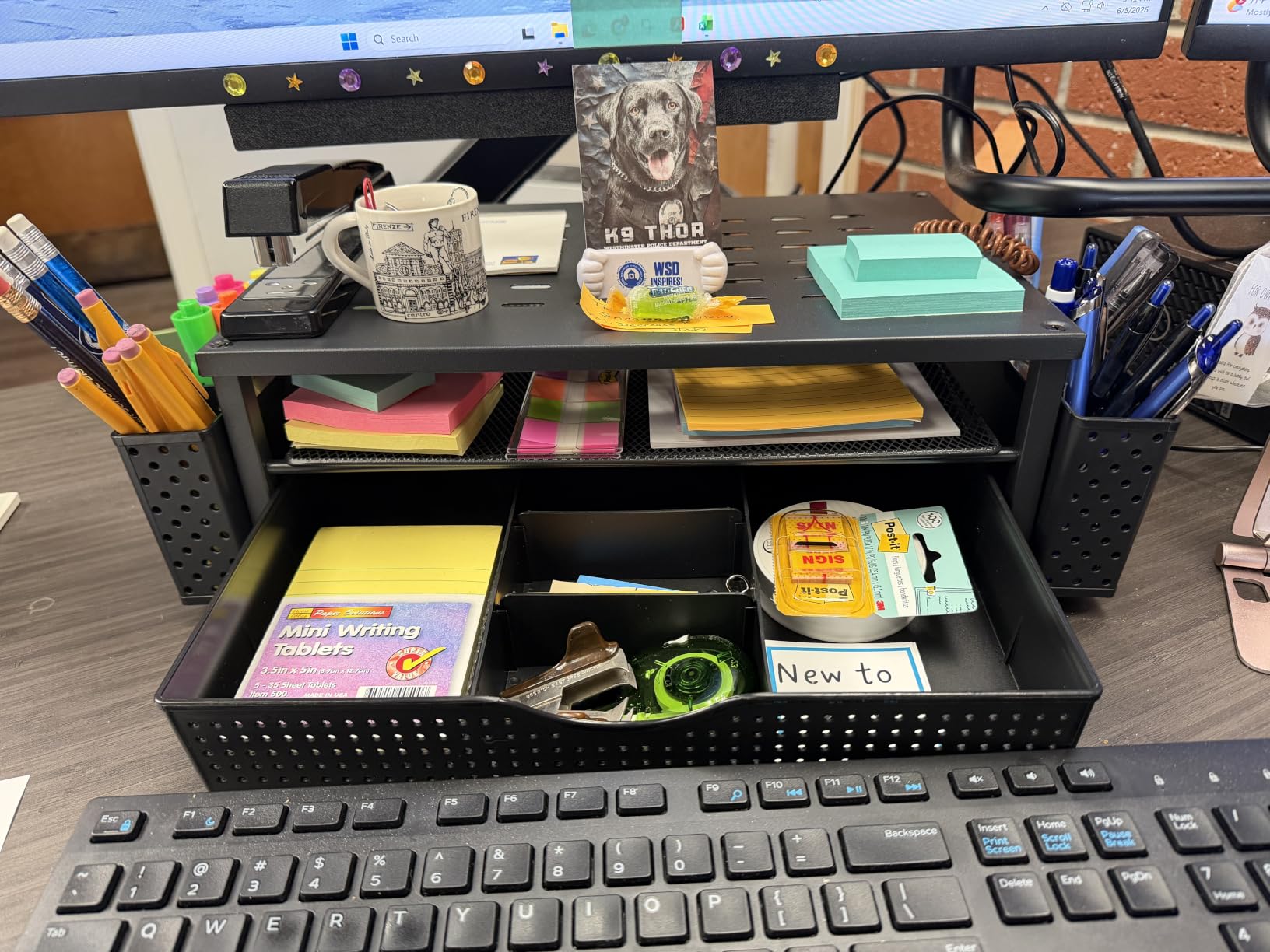 gianotter Monitor Stand with Drawer and 2 Pen Holders | Monitor Riser Dual-Layer Storage Desk Organizers and Accessories (Black) customer photo 2