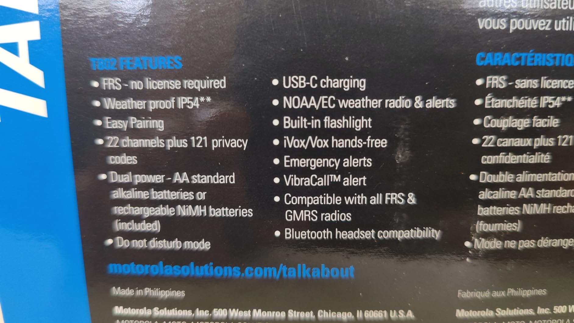 Motorola Solutions T802 Talkabout Two-Way Radios Waterproof IP54 Walkie Talkie Emergency Preparedness, Rechargeable, 22 Channel, 35 Mile Range, Black W/Blue (2 Pack) customer photo 1
