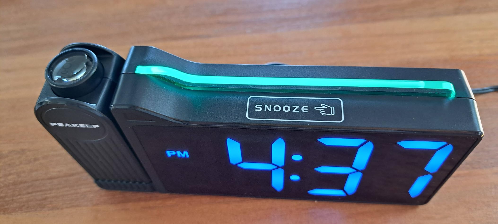 Peakeep Projection Alarm Clock for Bedroom Ceiling with Colorful Nightlight | 180° Rotatable Projector, 5 Brightness Dimmable, Electric Large Number LED Digital Clock with USB Port Charger for Bedside customer photo 2