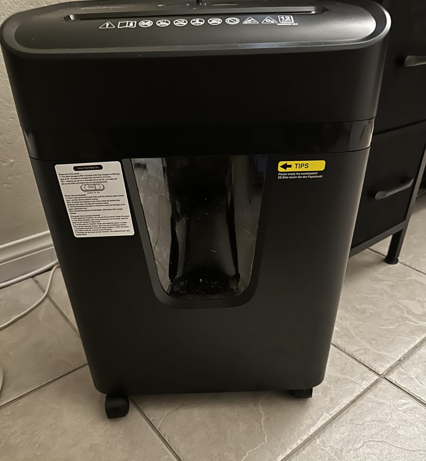 Bonsaii 12-Sheet Cross Cut Heavy Duty Paper Shredder for Home Office | P-4 Security Level, Jam-Proof System, 5.5Gal Pullout Bin with Casters, Shredder for CDs & Credit Card C282-A customer photo 2