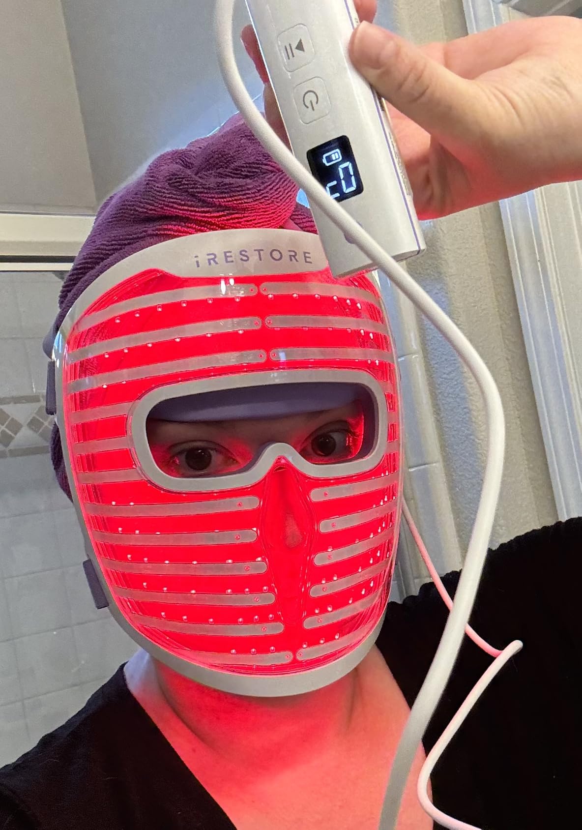 iRestore LED Face Mask for Youthful Skin, Red Light Therapy for Face, Red, Blue & Infrared Therapy for Wrinkles, Fine Lines, Dark Spots with 360 LEDs, Skincare Device for Women & Men customer photo 1