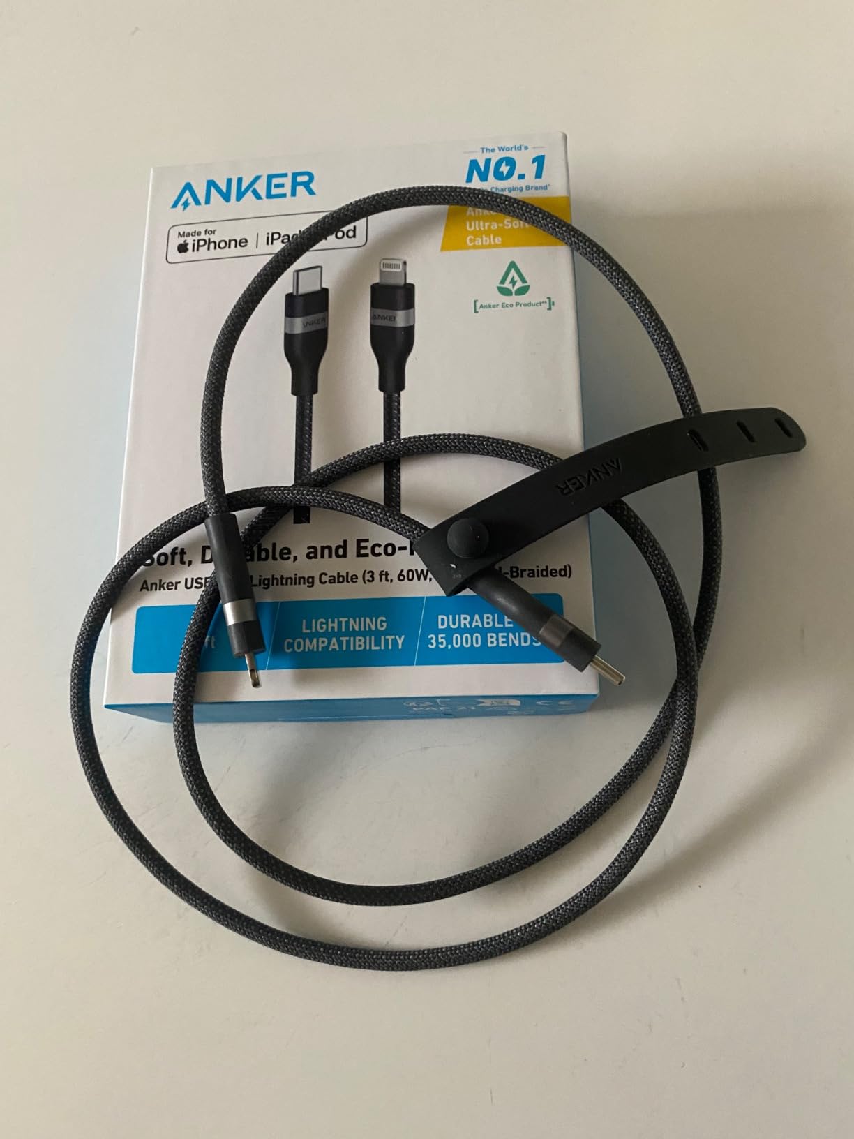 Anker USB C to Lightning Cable, Upcycled-Braided Cord (3 ft) | Ultra-Fast Charging, for iPhone 14 / 13 / 12 / 11 Series and More customer photo 2