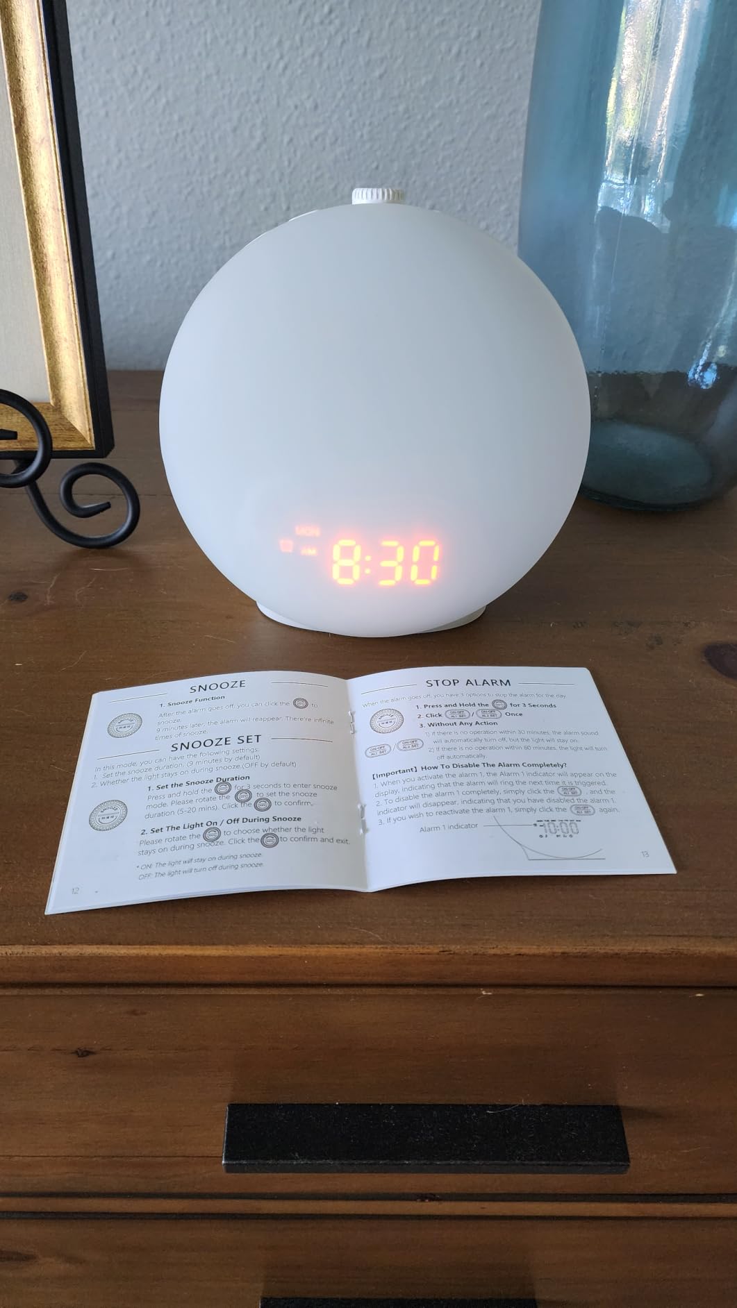 JALL Sunrise Alarm Clock White Noise Machine with 25 Nature Sleep Sounds, Fully Dimmable Clock for Bedrooms, Heavy Sleepers, 17 Light Modes, Bluetooth Speaker customer photo 2