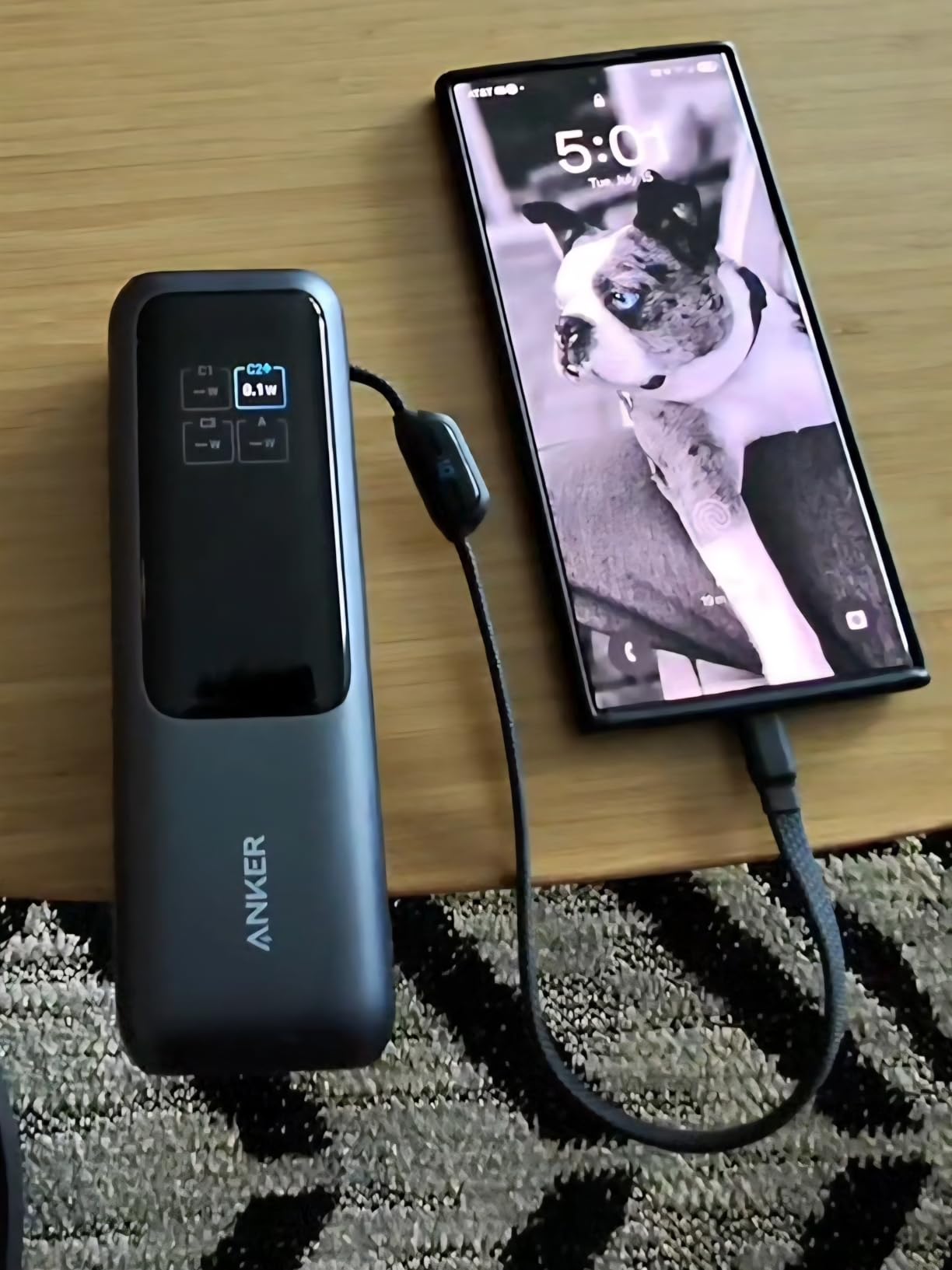 Anker Laptop Power Bank, 25,000mAh Portable Charger with 165W Total Output, 3 USB-C Ports (100W Max Each), Built-in Retractable Cables, Flight-Ready, for iPhone 17/16 Series, MacBook, Samsung, and More customer photo 1