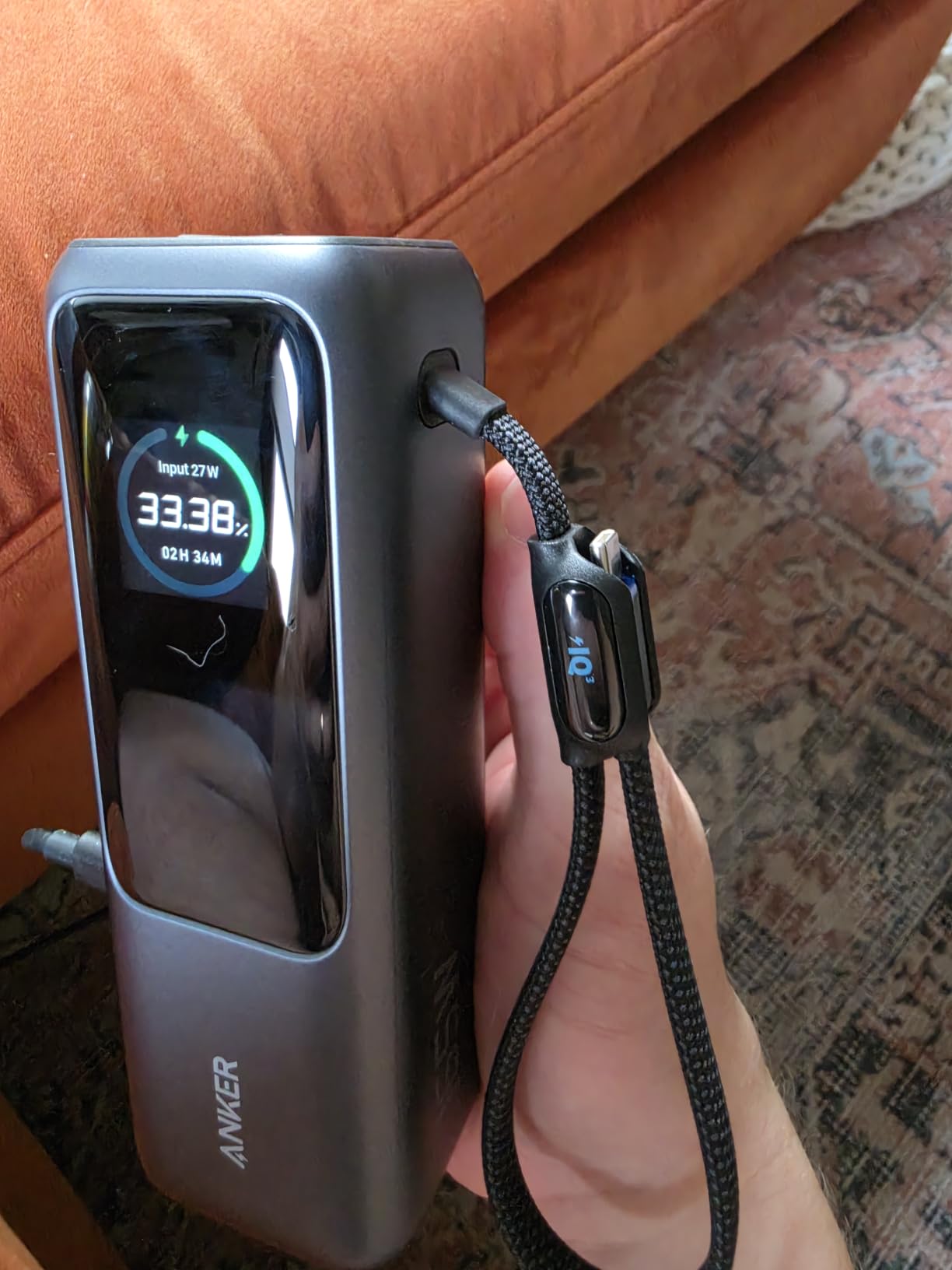 Anker Laptop Power Bank, 25,000mAh Portable Charger with 165W Total Output, 3 USB-C Ports (100W Max Each), Built-in Retractable Cables, Flight-Ready, for iPhone 17/16 Series, MacBook, Samsung, and More customer photo 2