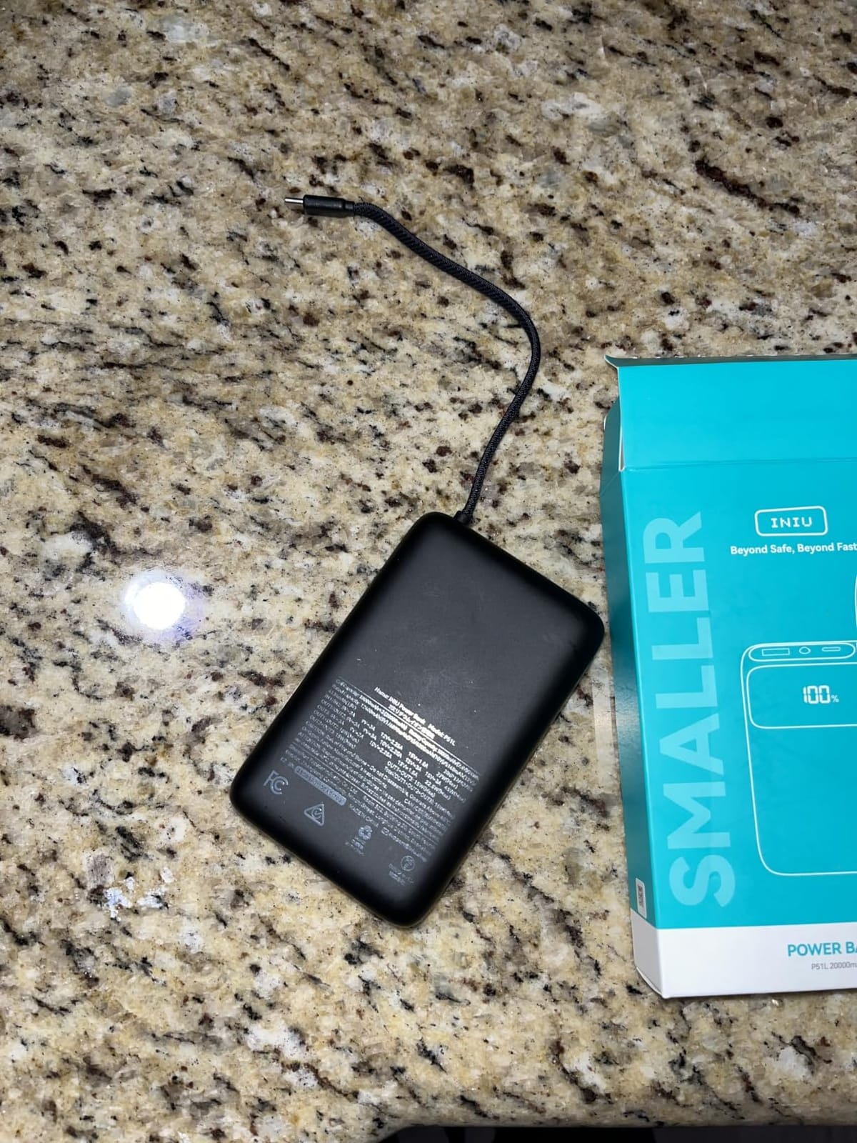 INIU Portable Charger, Smaller 45W Fast Charging Power Bank, 20000mAh Black | Flight-Safe, Built in USB-C Cable, Travel Essentials, Battery Phone Pack for iPhone 17 16 15 Pro, Samsung S26 S25, iPad etc customer photo 2
