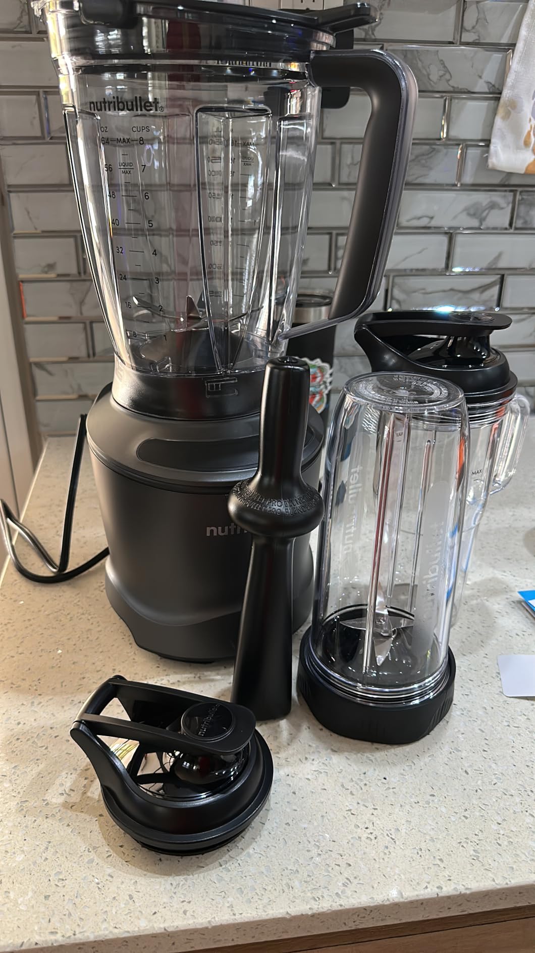nutribullet SmartSense Blender Combo, 1400W, 64oz Pitcher, 32oz & 24oz Cups, 5-Speed, Smoothies, Ice and Frozen Fruit, Nut Milk, Soup, Gunmetal Gray, NBF50700 customer photo 2