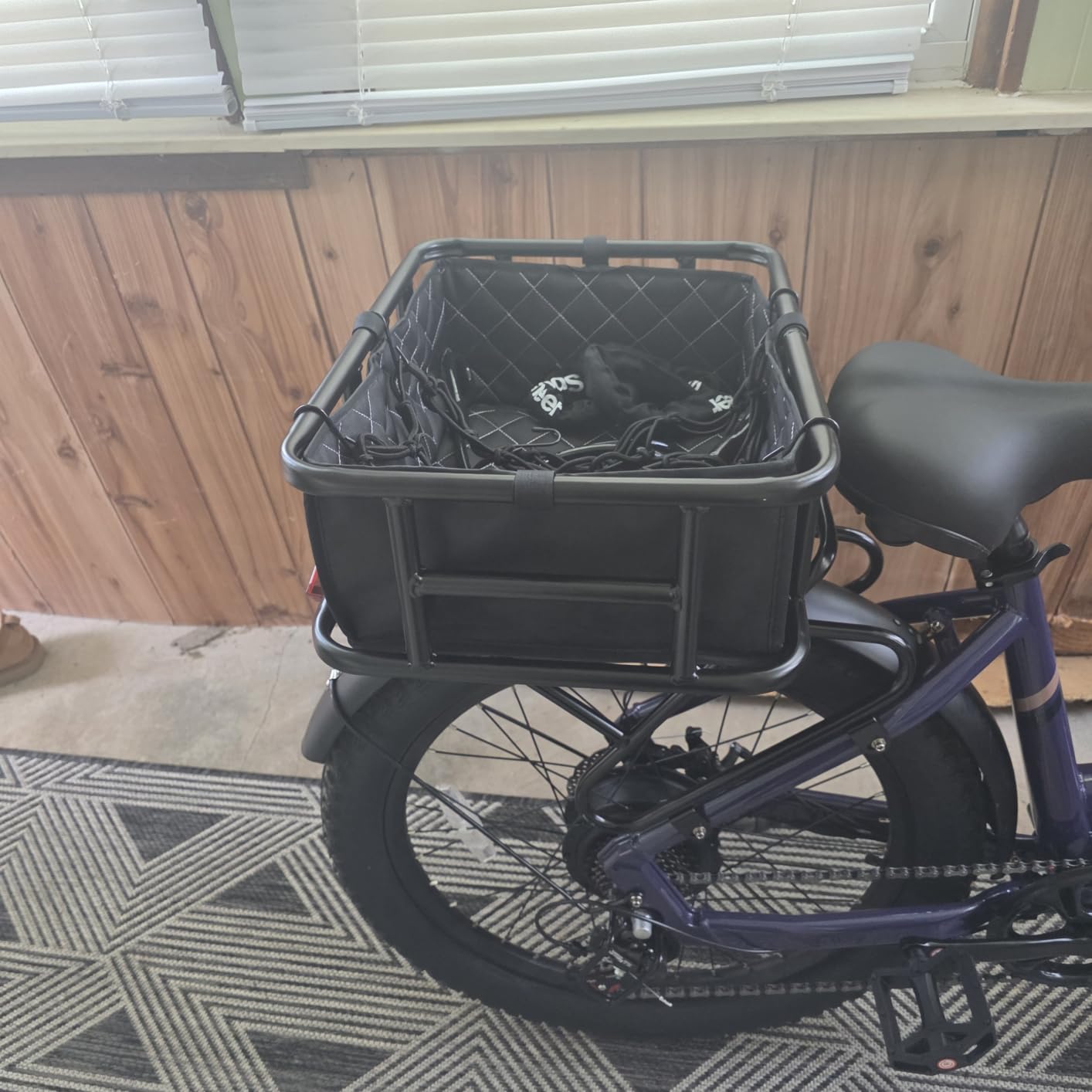 Bike Basket Rear, Large Bicycle Basket with Cargo Net, Liner and Waterproof Cover for Electric Bike, Ebike and Bikes, Large Capacity Wire Bakset customer photo 1
