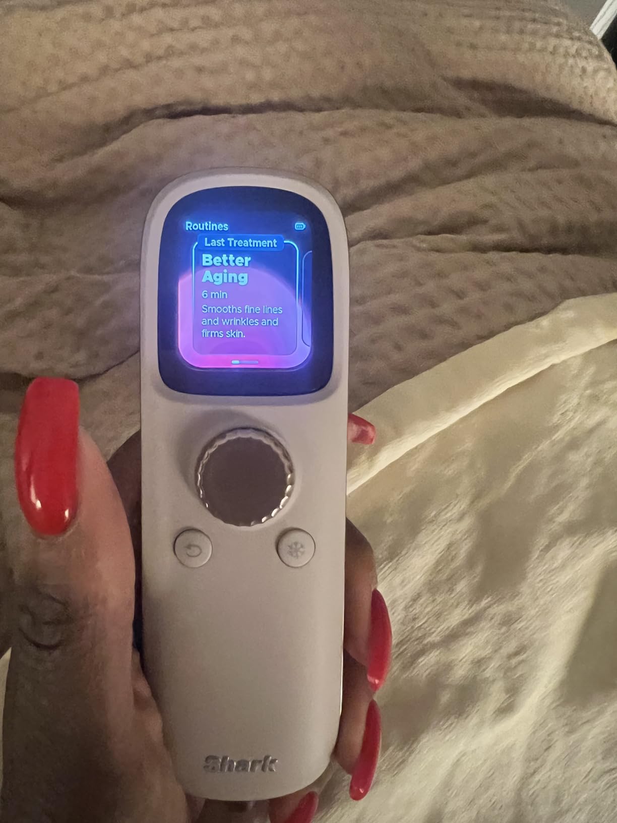 Shark CryoGlow LED Face Mask, Red Light Therapy, Under-Eye Cooling, FW312 | Red, Blue & Deep Infrared Light, Skincare Device for Fine Lines & Acne, Clinically Tested & FDA-Cleared, 4 Modes, Blue Frost customer photo 2